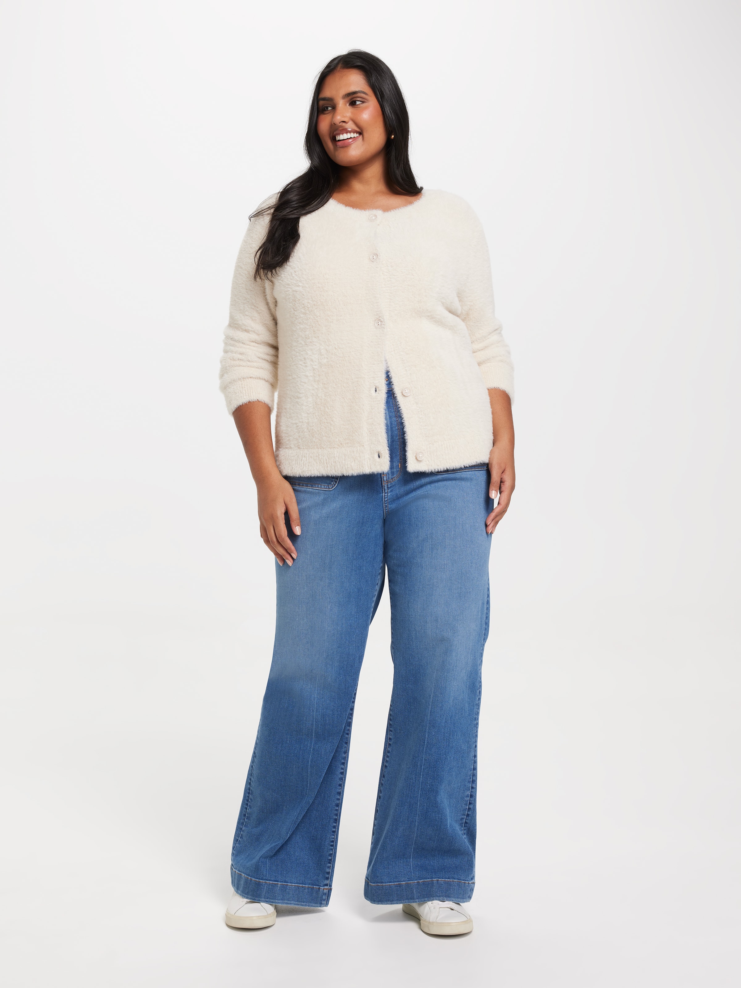 Curve Leah Eyelash Crew Neck Cardi