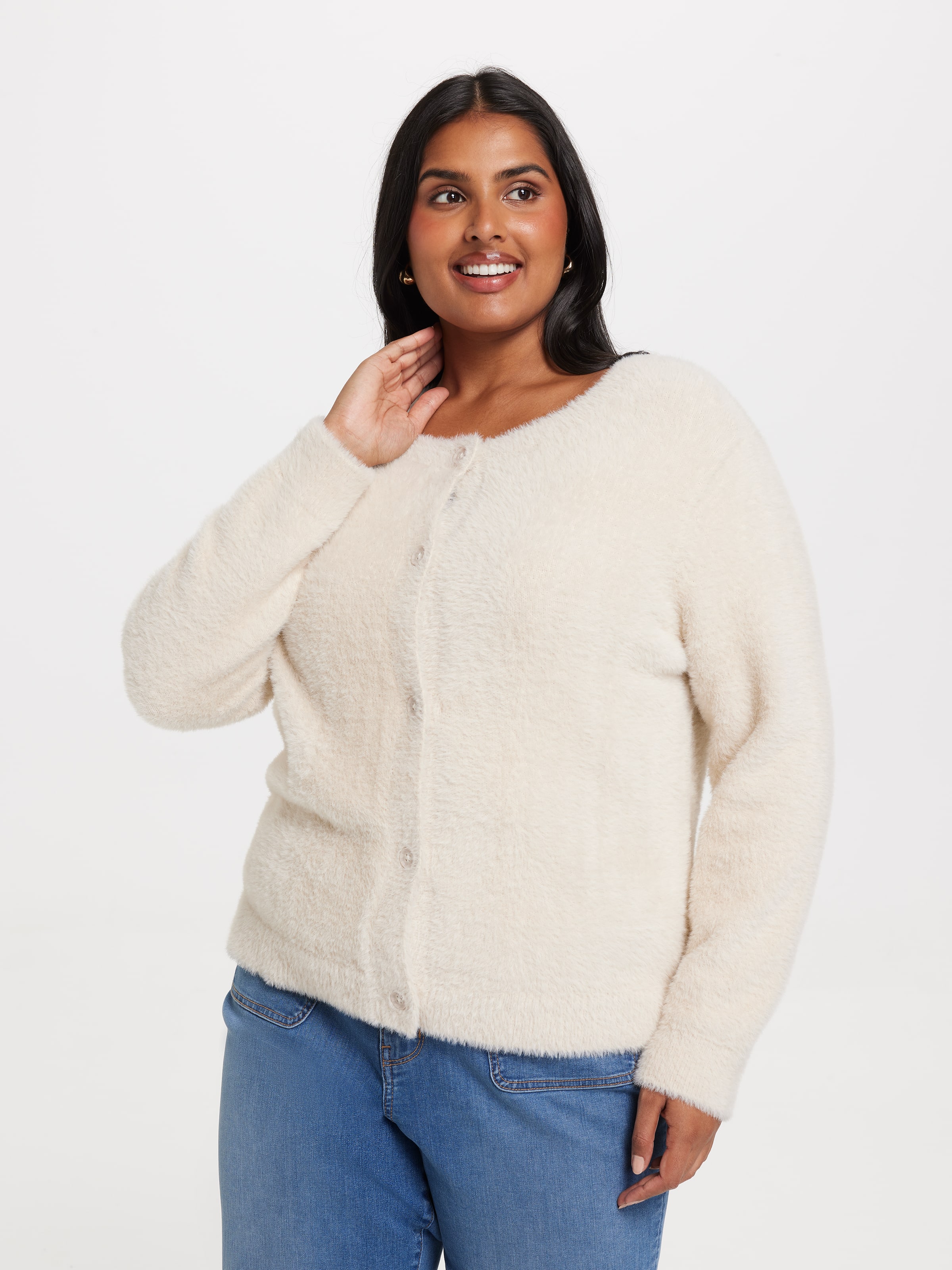 Curve Leah Eyelash Crew Neck Cardi