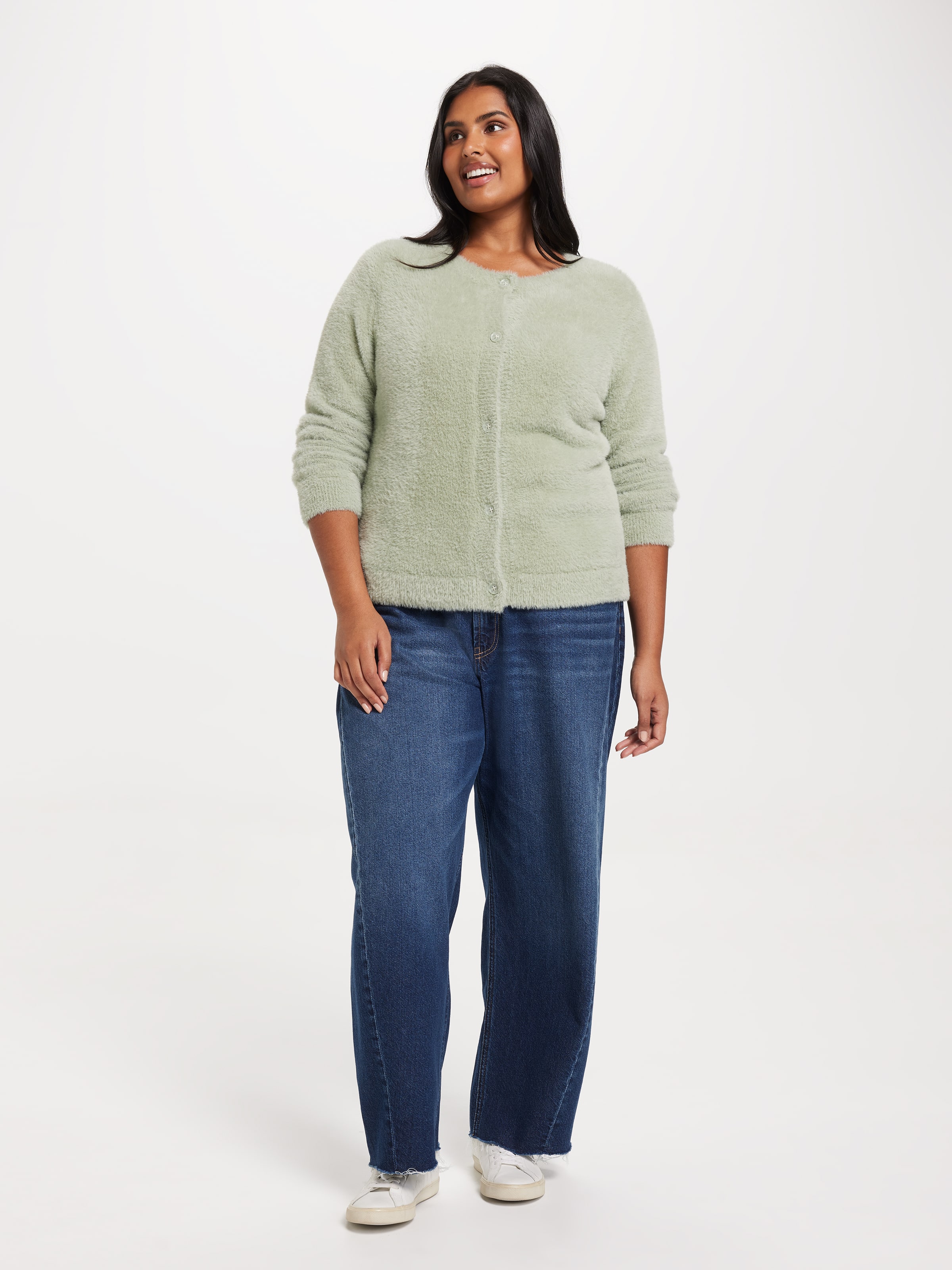 Curve Leah Eyelash Crew Neck Cardi