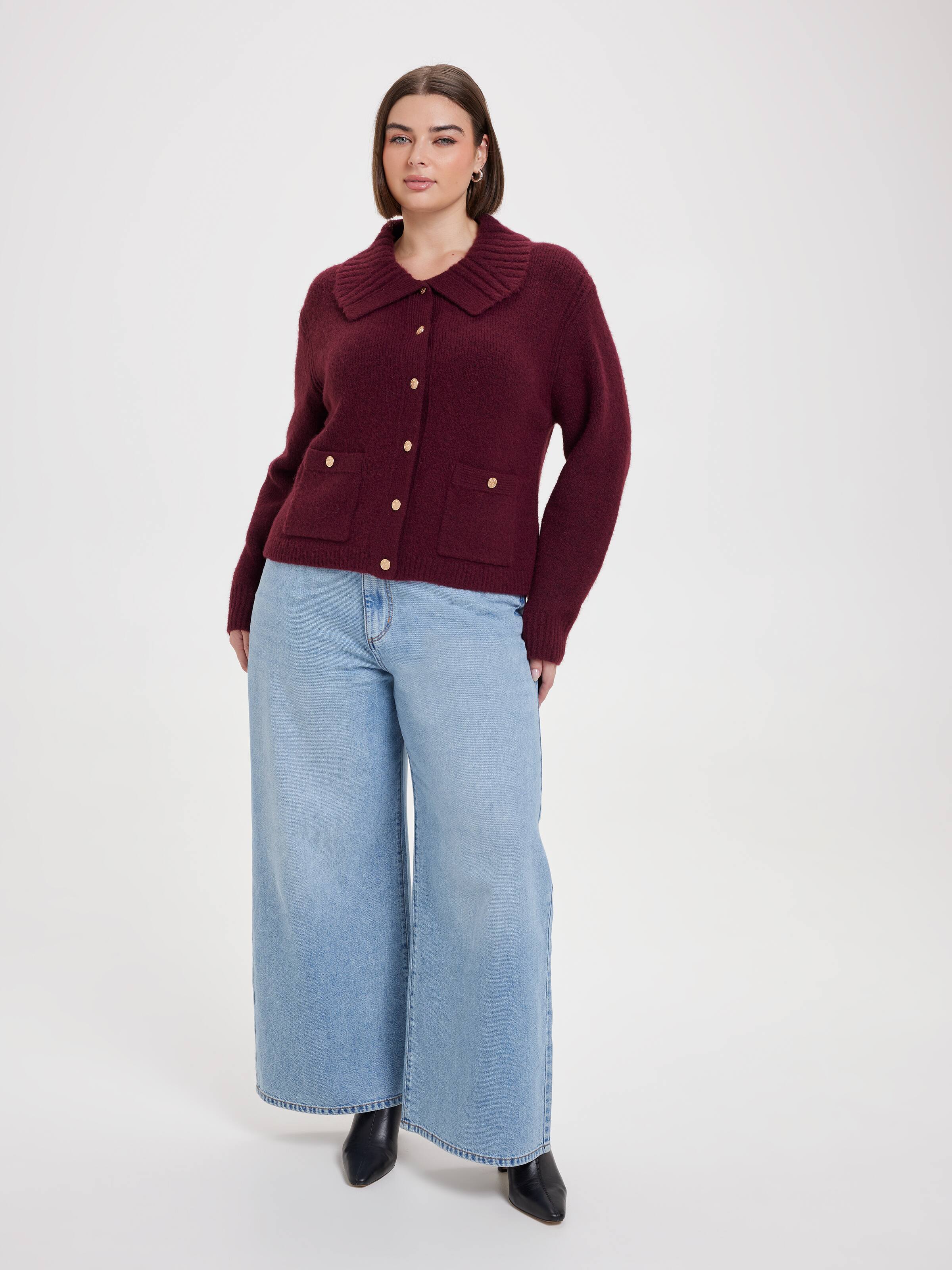 Curve Haven Collared Detail Cardi