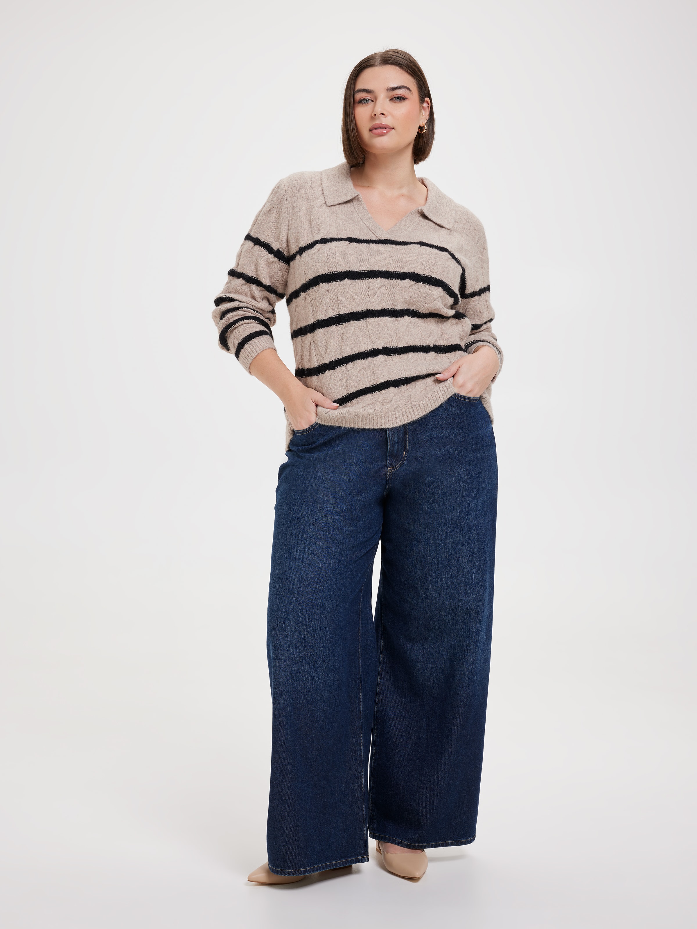 Curve Liv Cable Collared Pullover