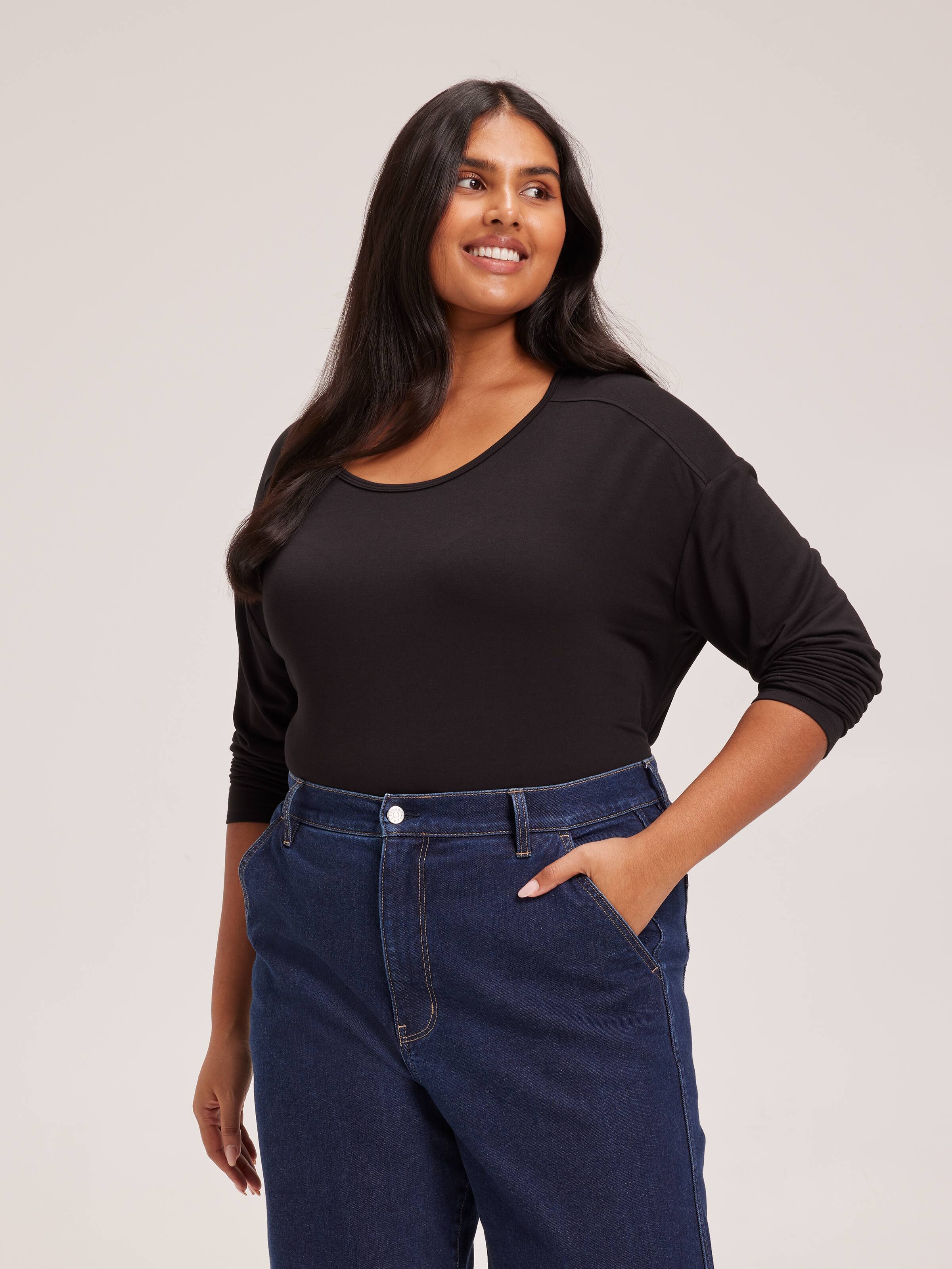 Curve Luxe Long Sleeve Modal Crew Top