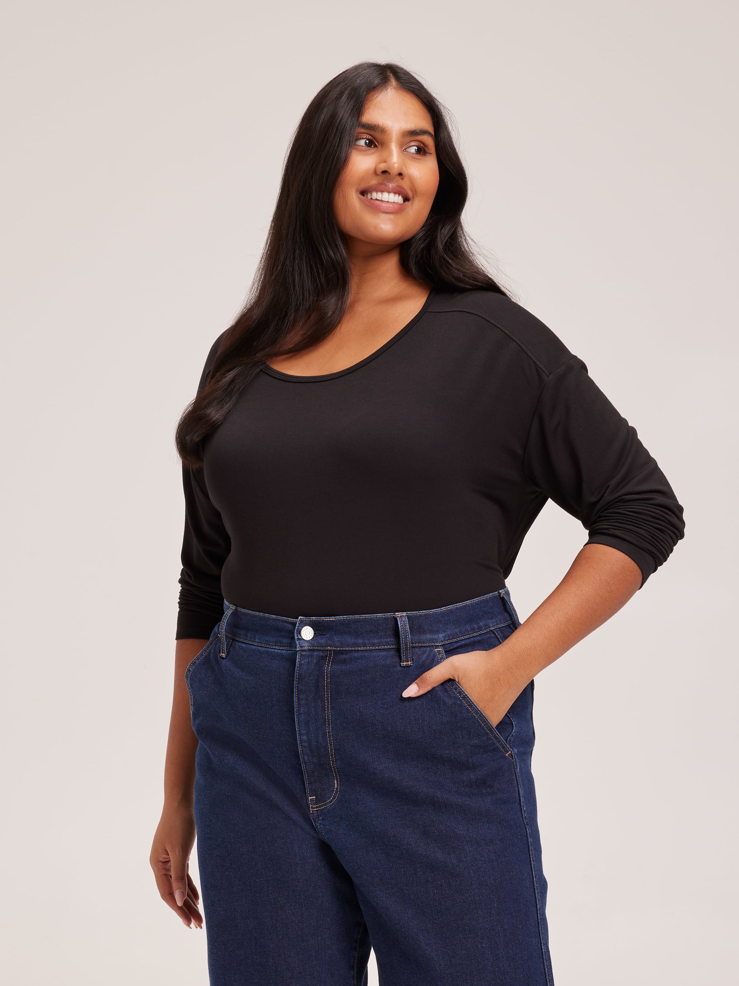Curve Luxe Long Sleeve Modal Crew Top