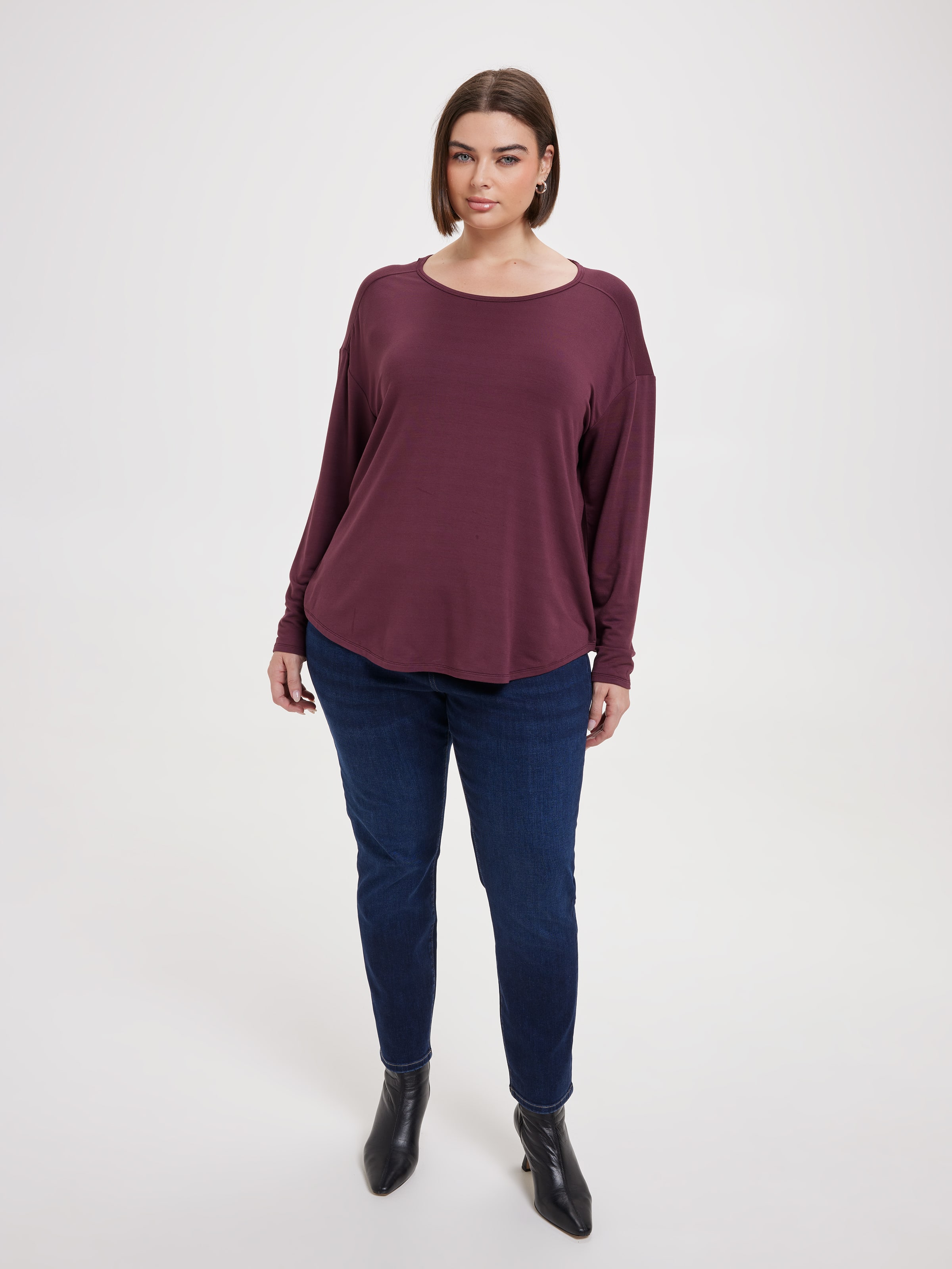 Curve Luxe Long Sleeve Modal Crew Top