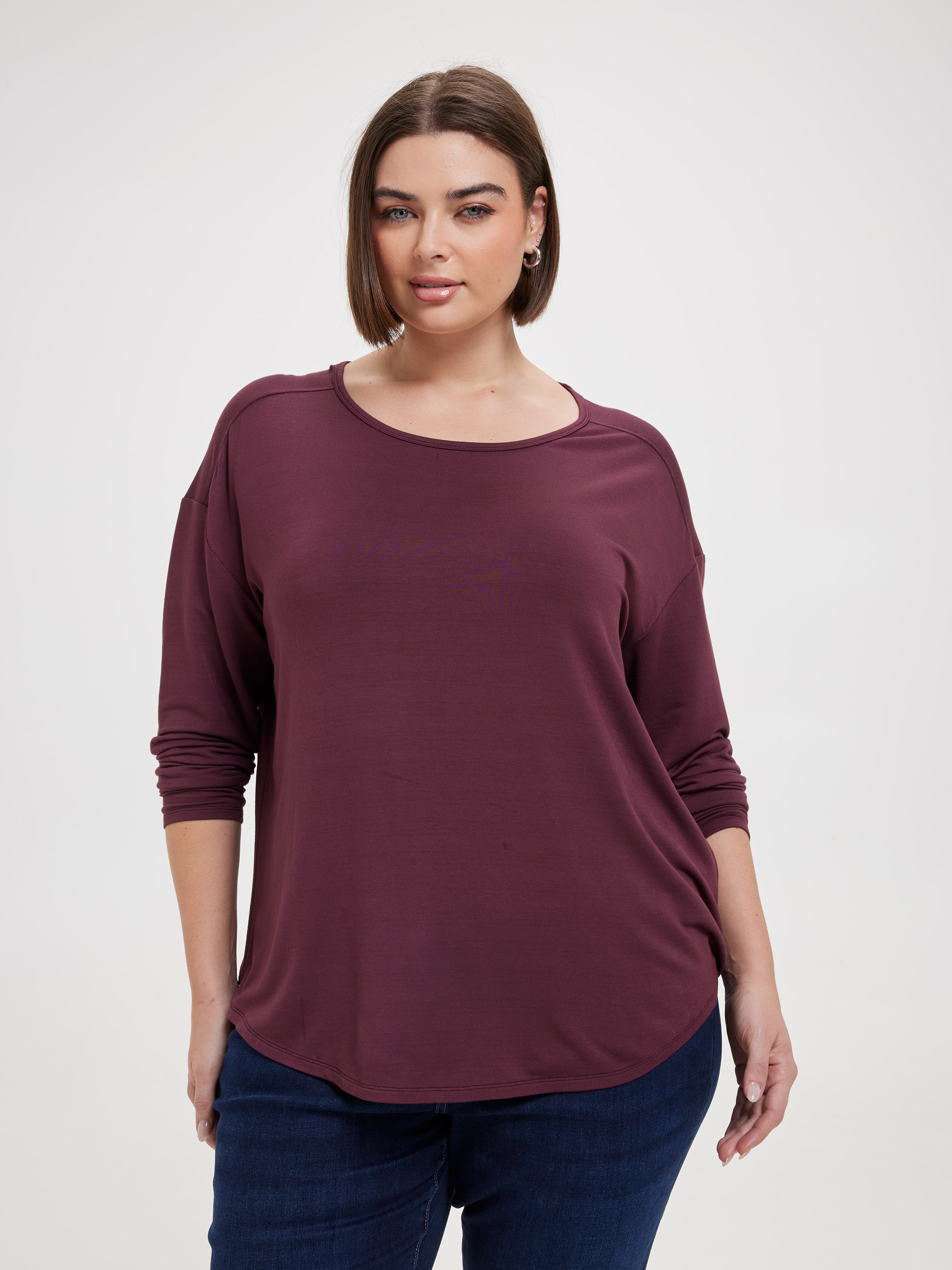 Curve Luxe Long Sleeve Modal Crew Top