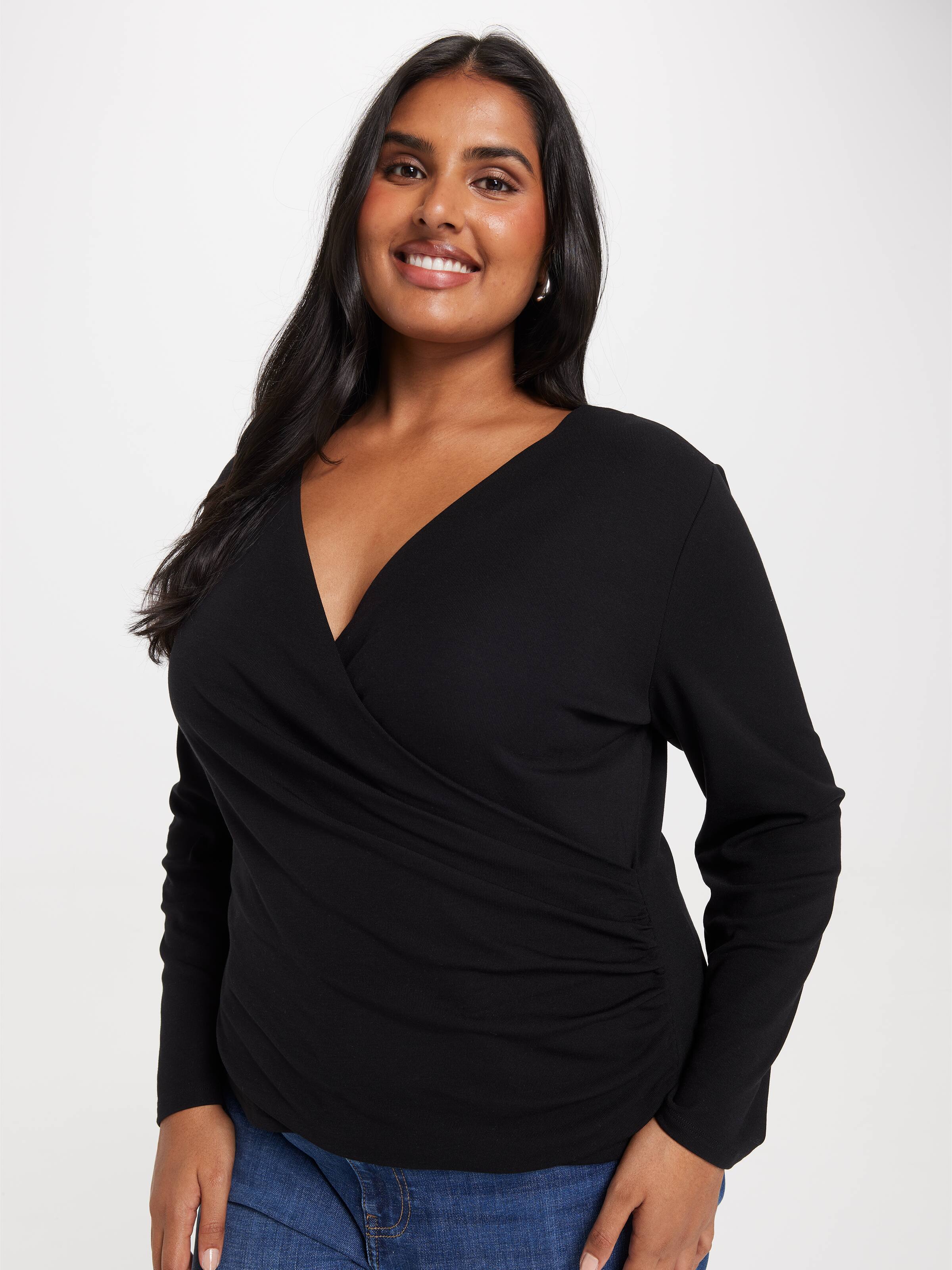 Curve Georgia Wrap Long Sleeve Top