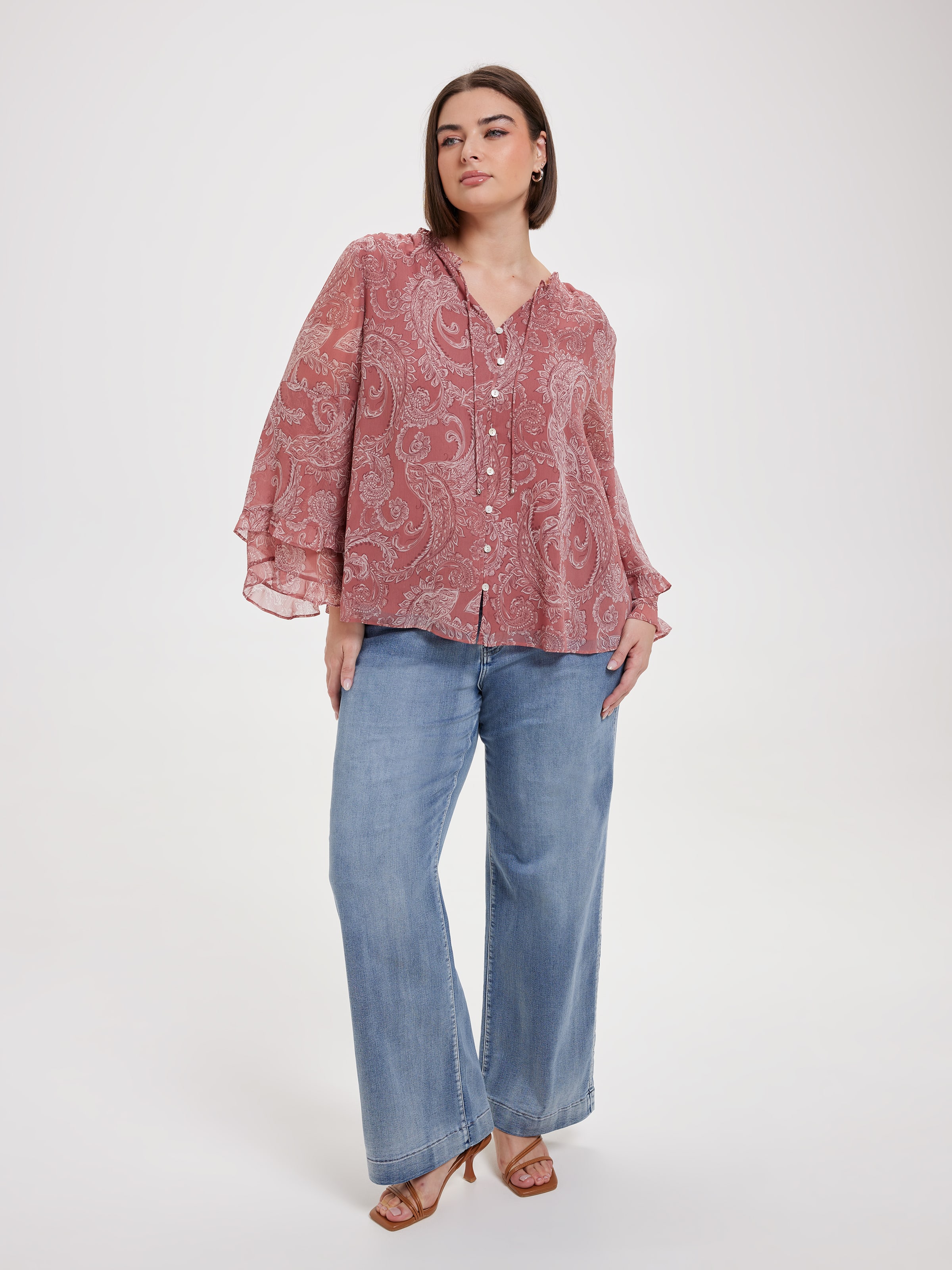 Curve Stevie Ruffle Sleeve Blouse