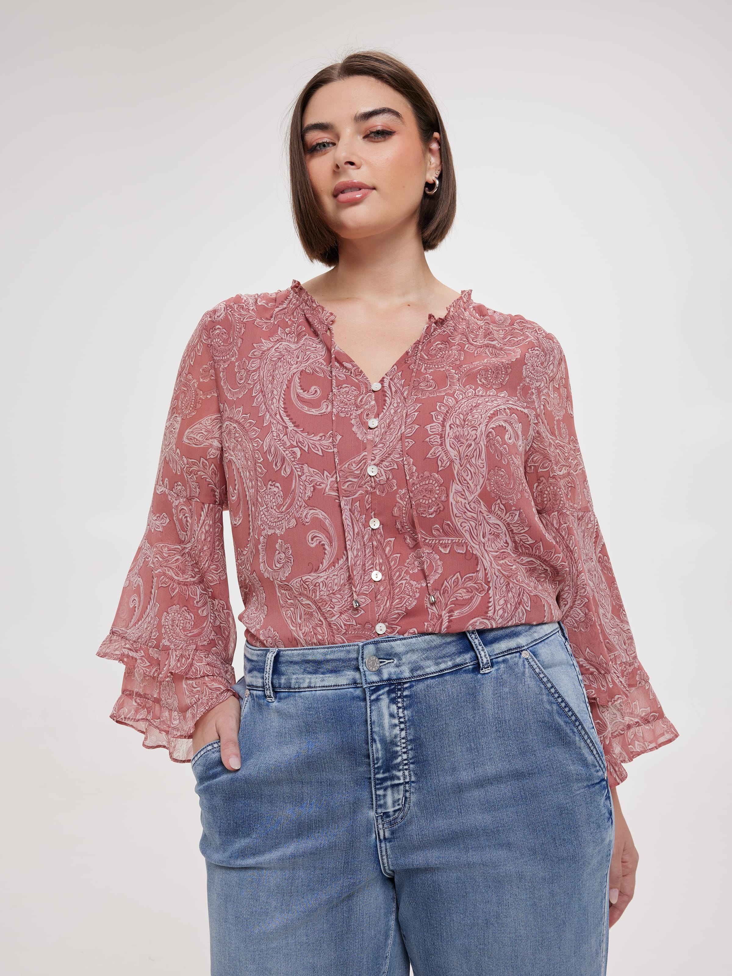 Curve Stevie Ruffle Sleeve Blouse