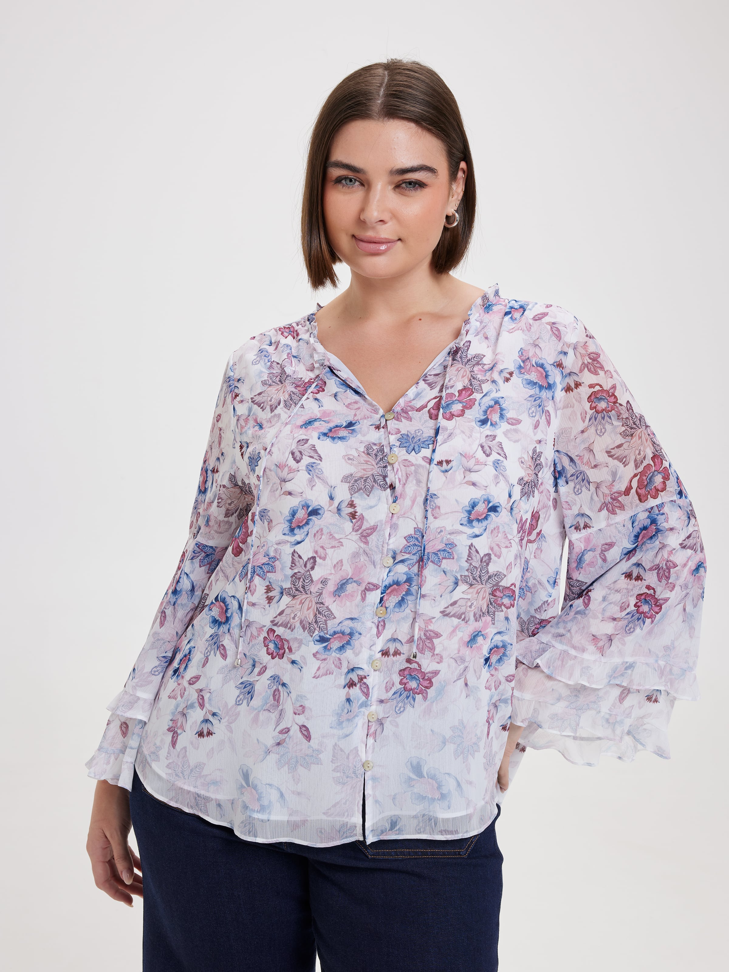 Curve Stevie Ruffle Sleeve Blouse