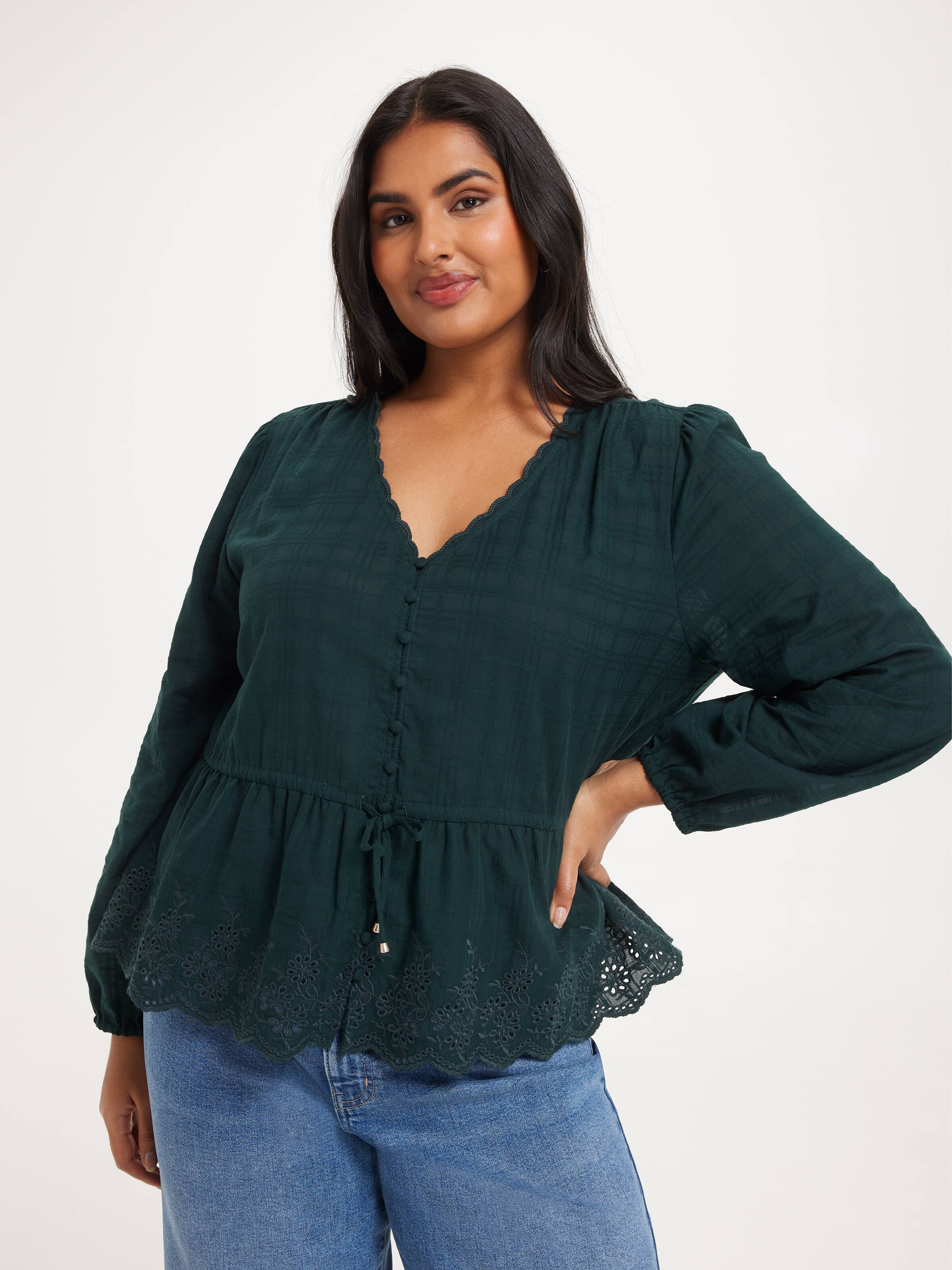 Curve Samantha Textured Tie Front Blouse