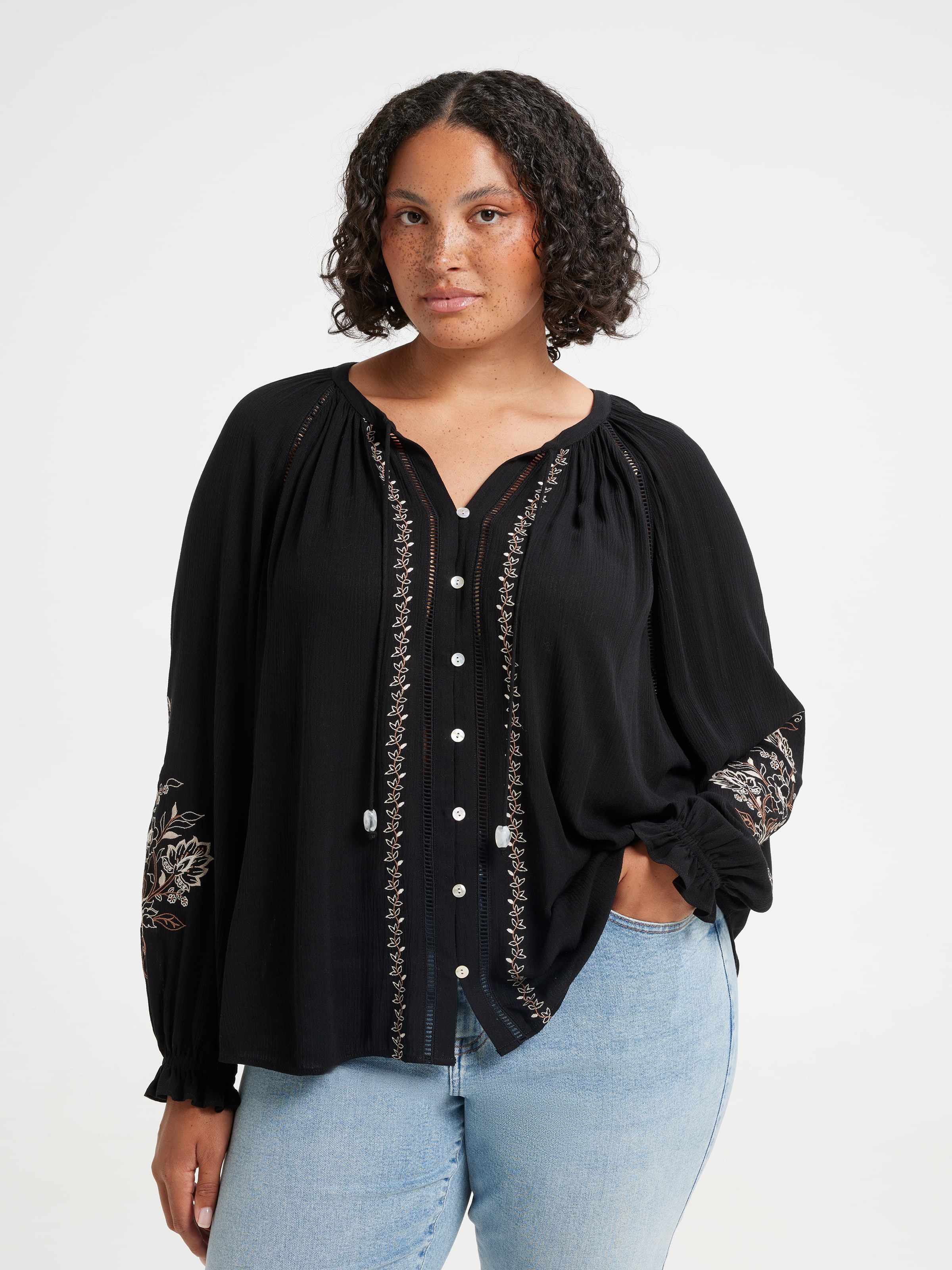 Curve Kingsley Embroidered Blouse