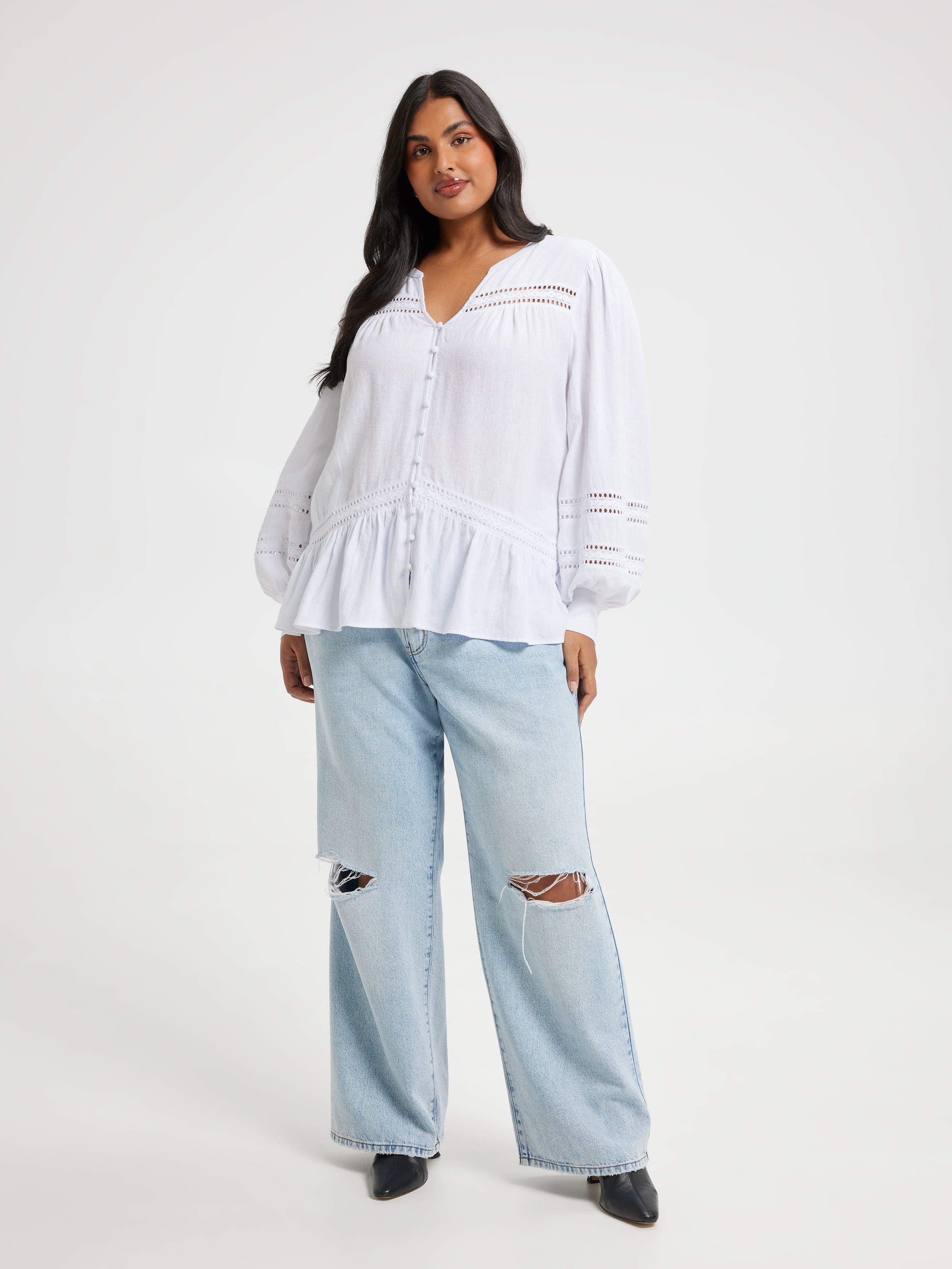 Curve Kennedy Lace Insert Blouse
