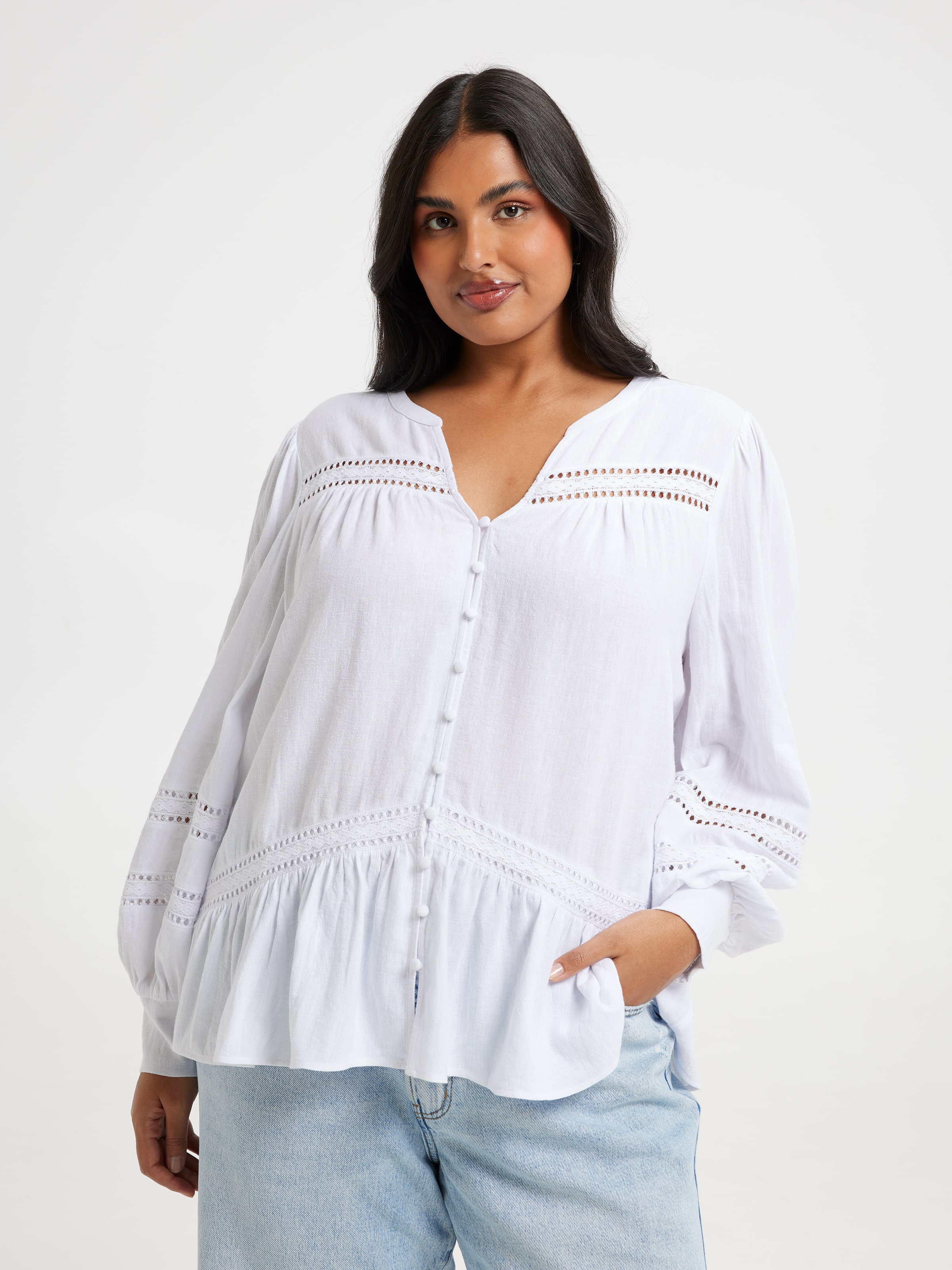 Curve Kennedy Lace Insert Blouse