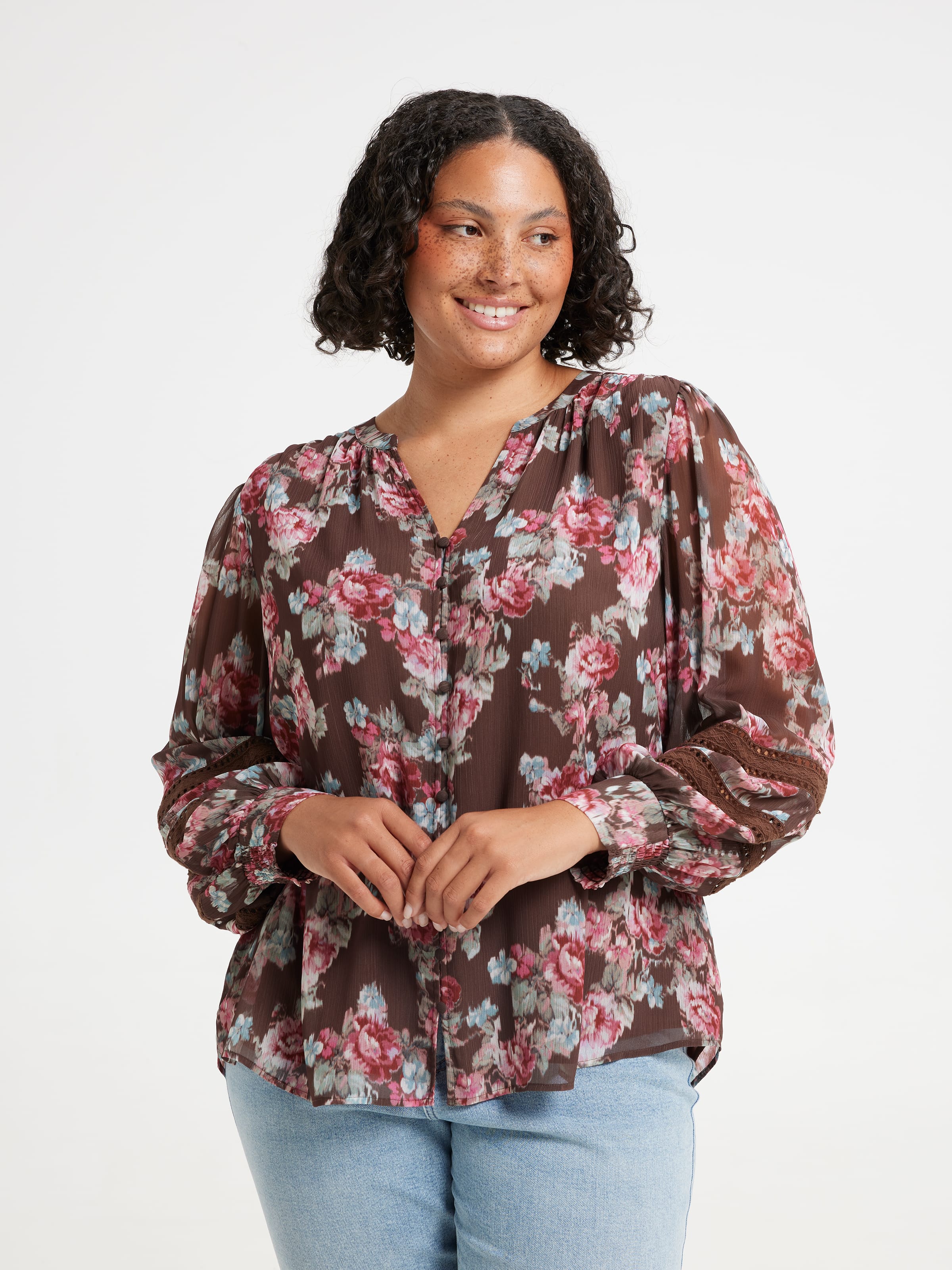 Curve Kennedy Lace Insert Blouse