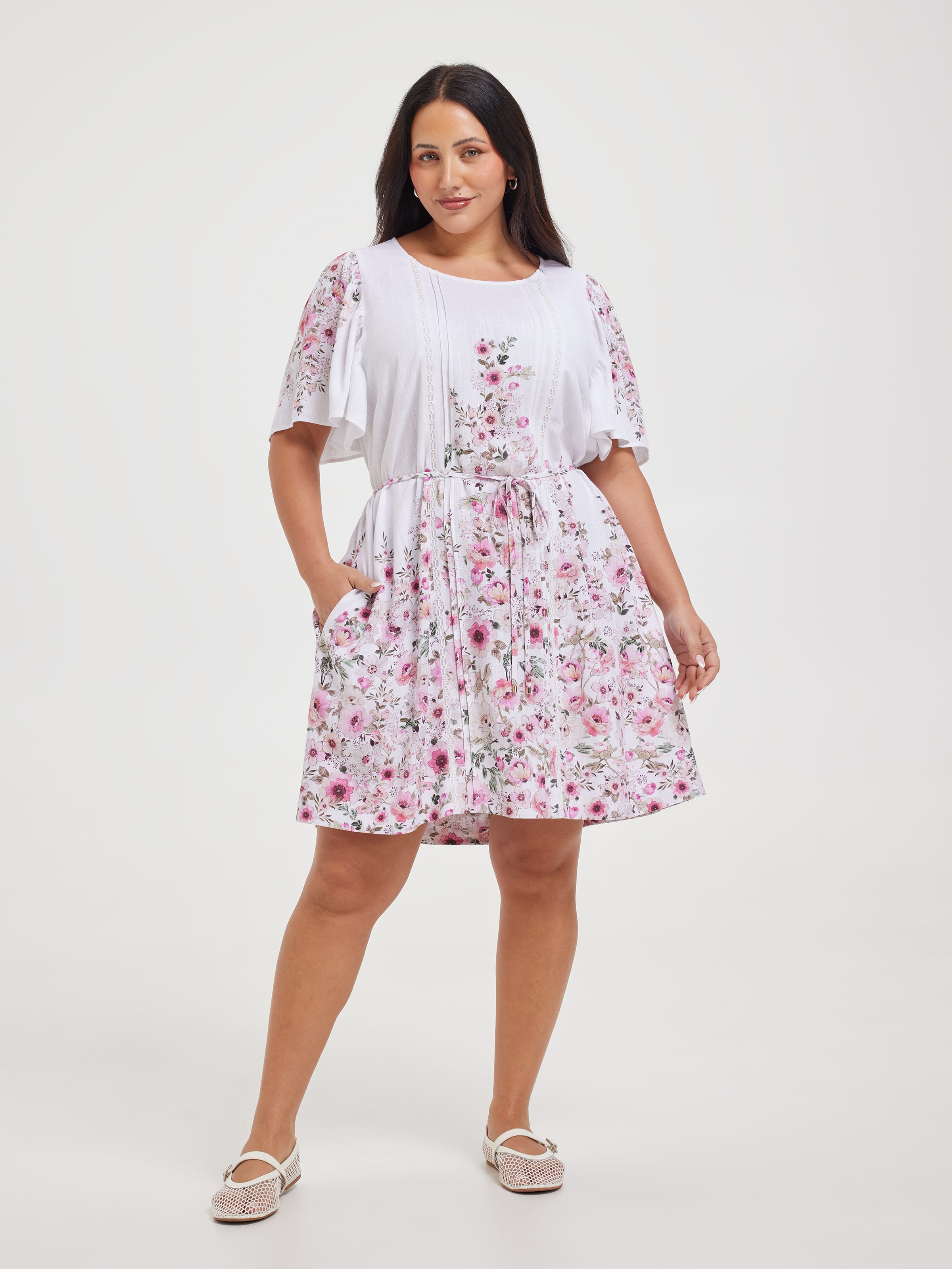 Curve Zara Flutter Sleeve Dress