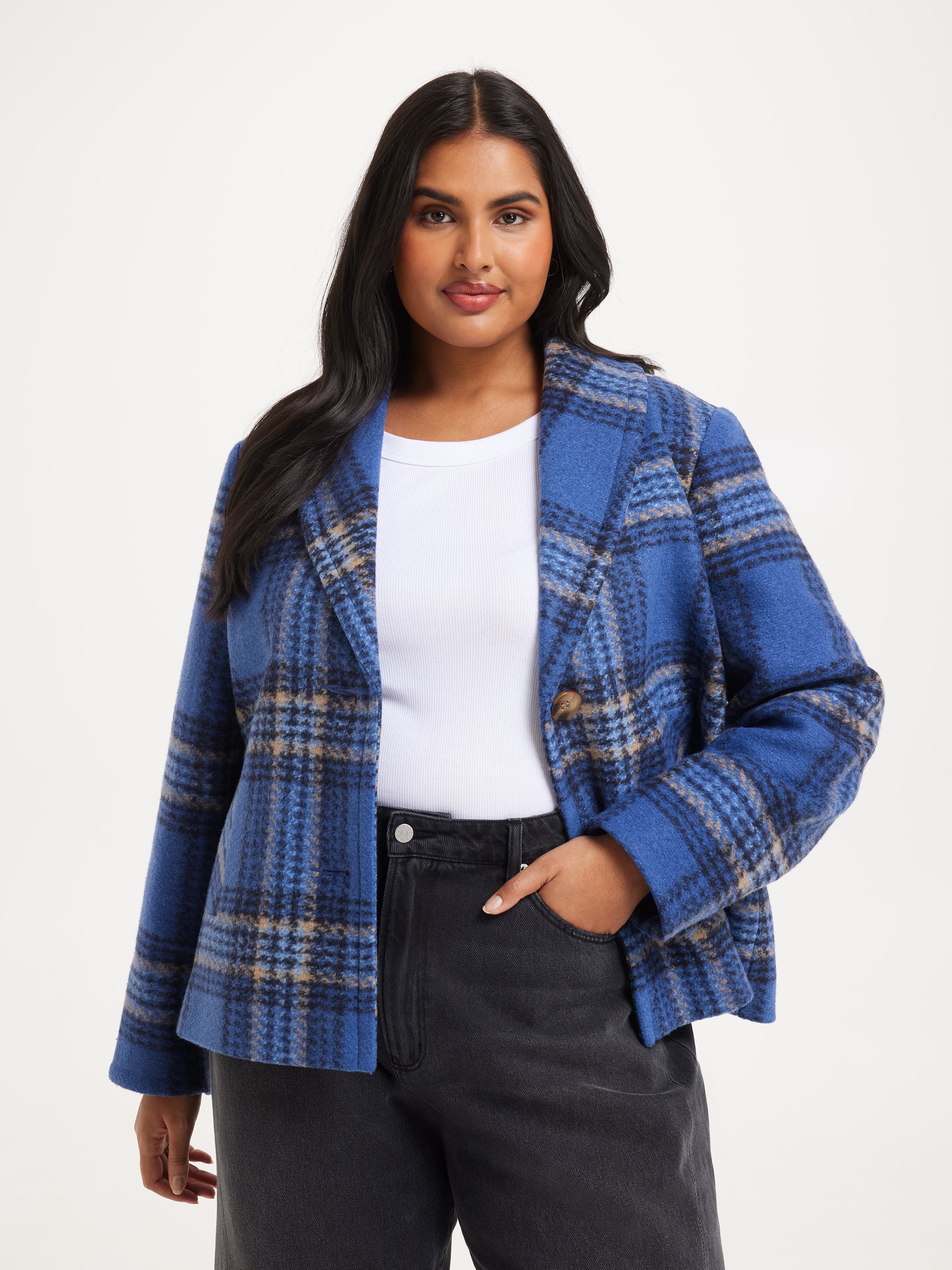 Curve Evelyn Check Coat