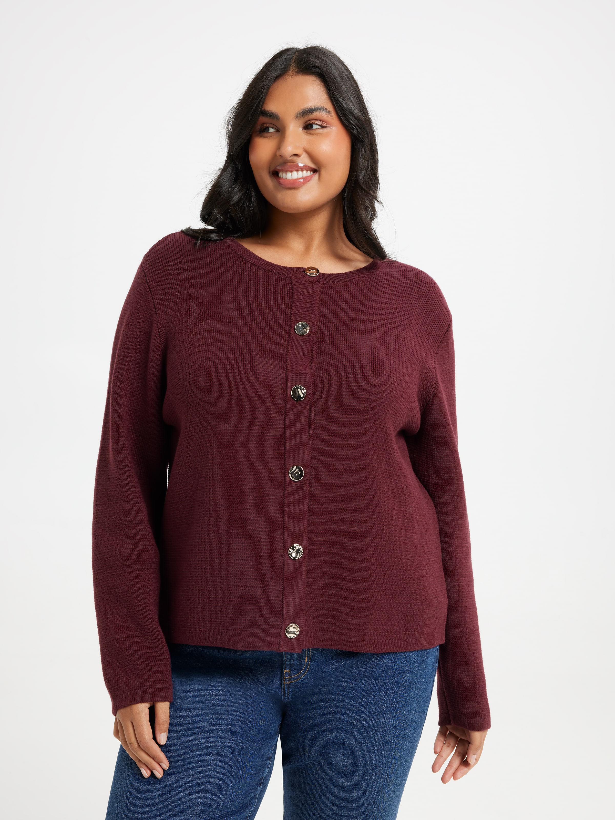 Curve Liana Texture Crew Neck Cardi