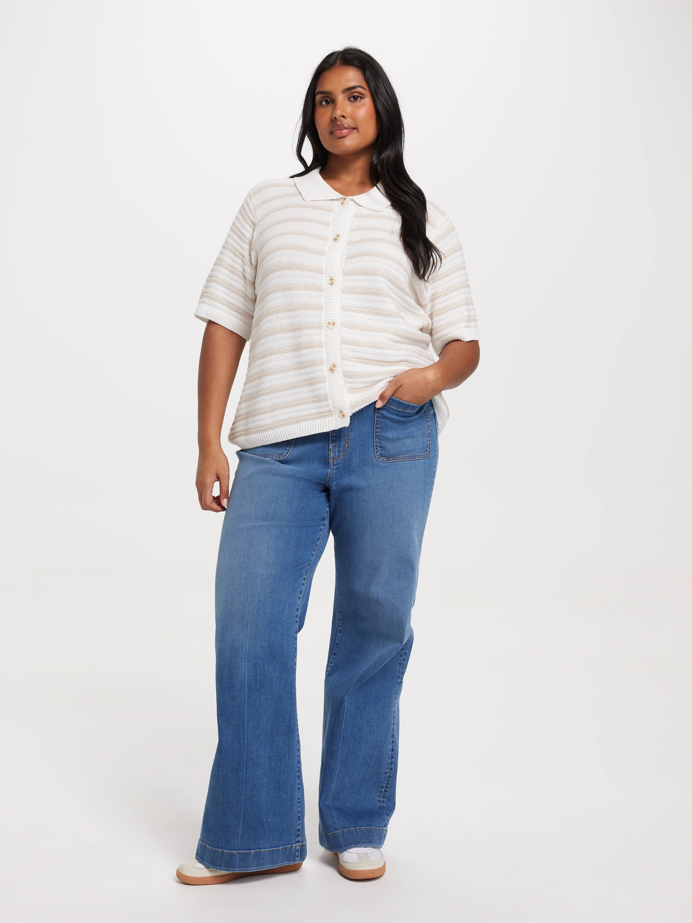 Curve Kaitlyn Crochet Collared Shirt
