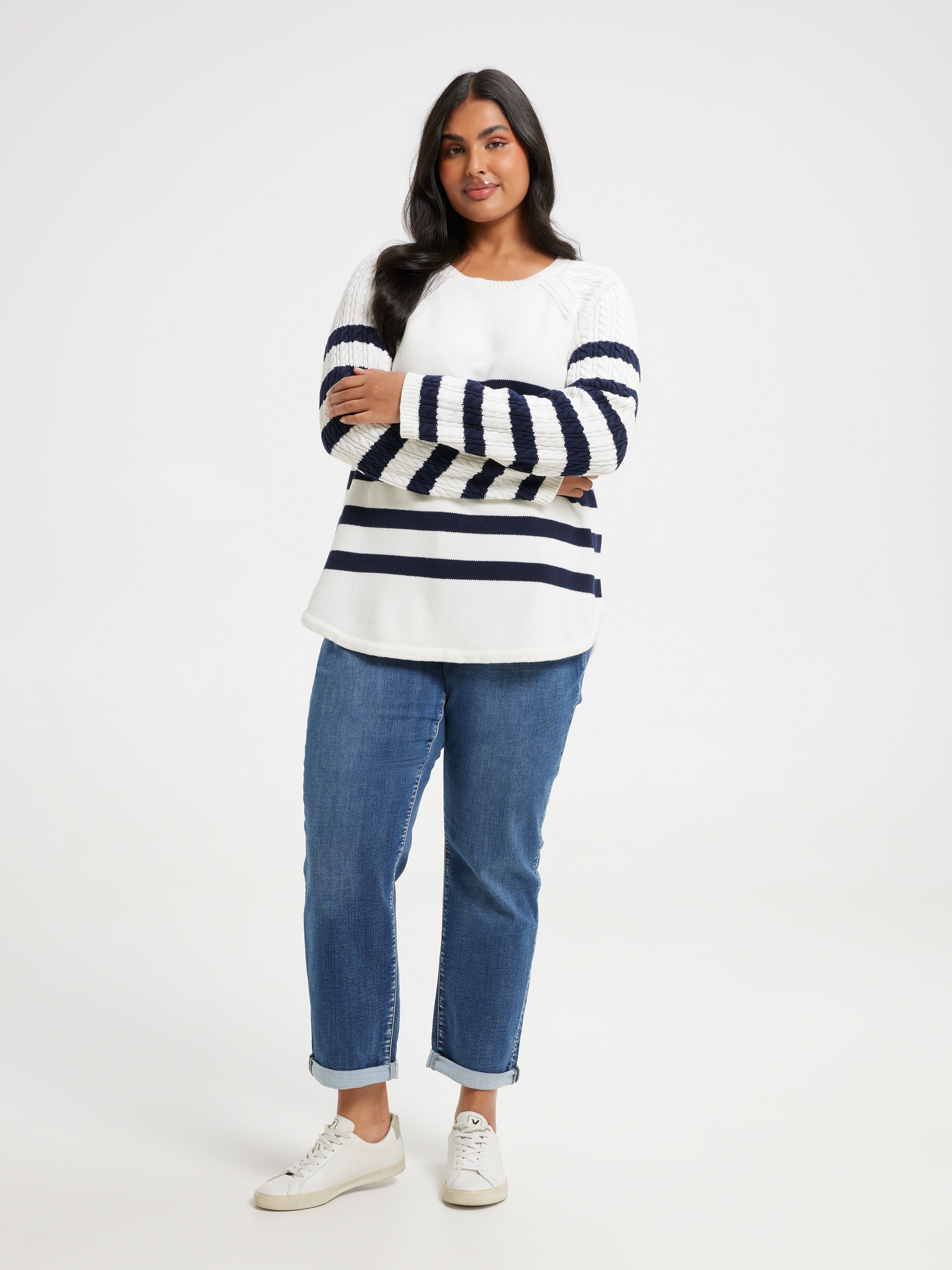 Curve Eva Cable Shoulder Pullover