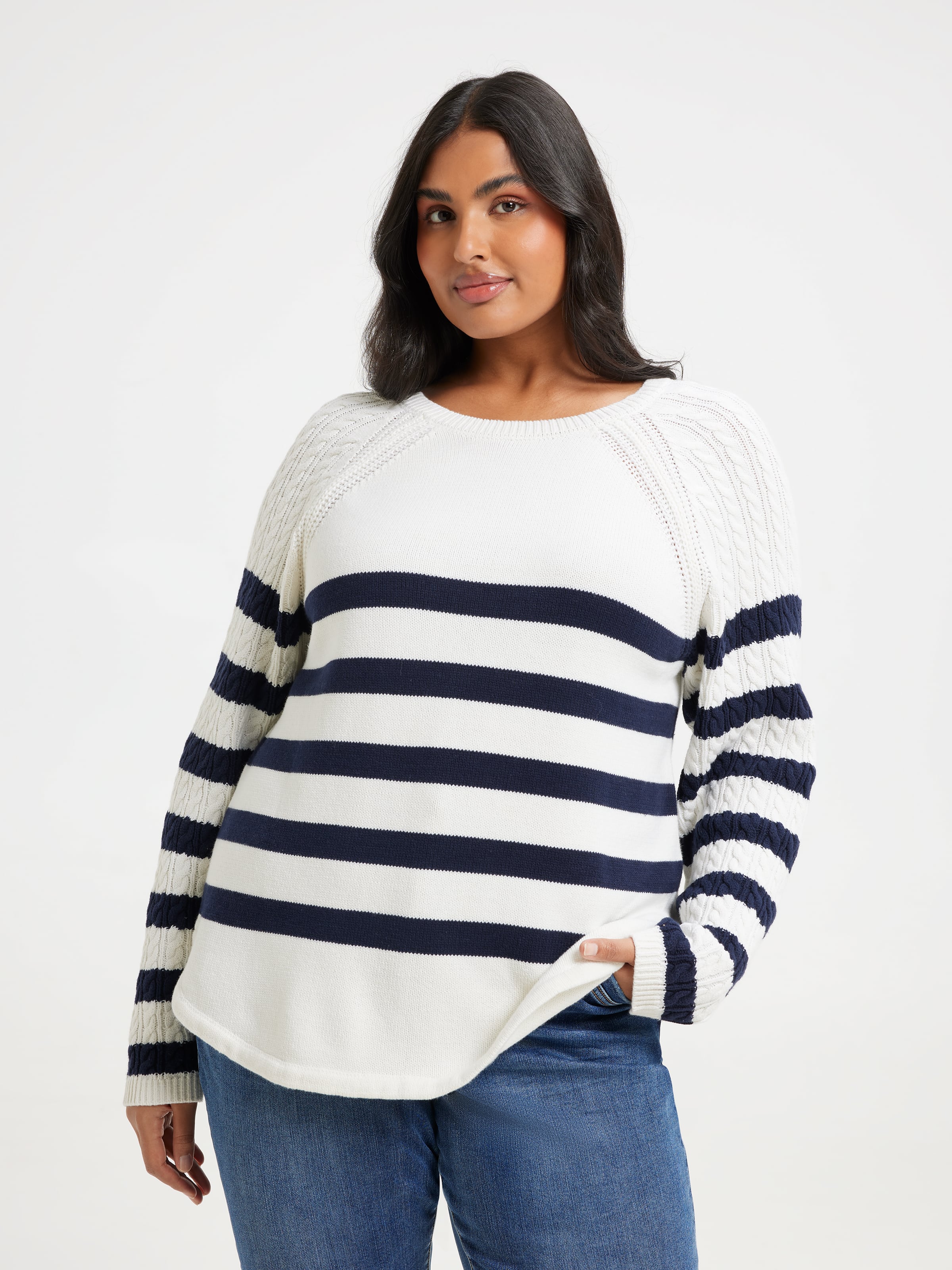 Curve Eva Cable Shoulder Pullover