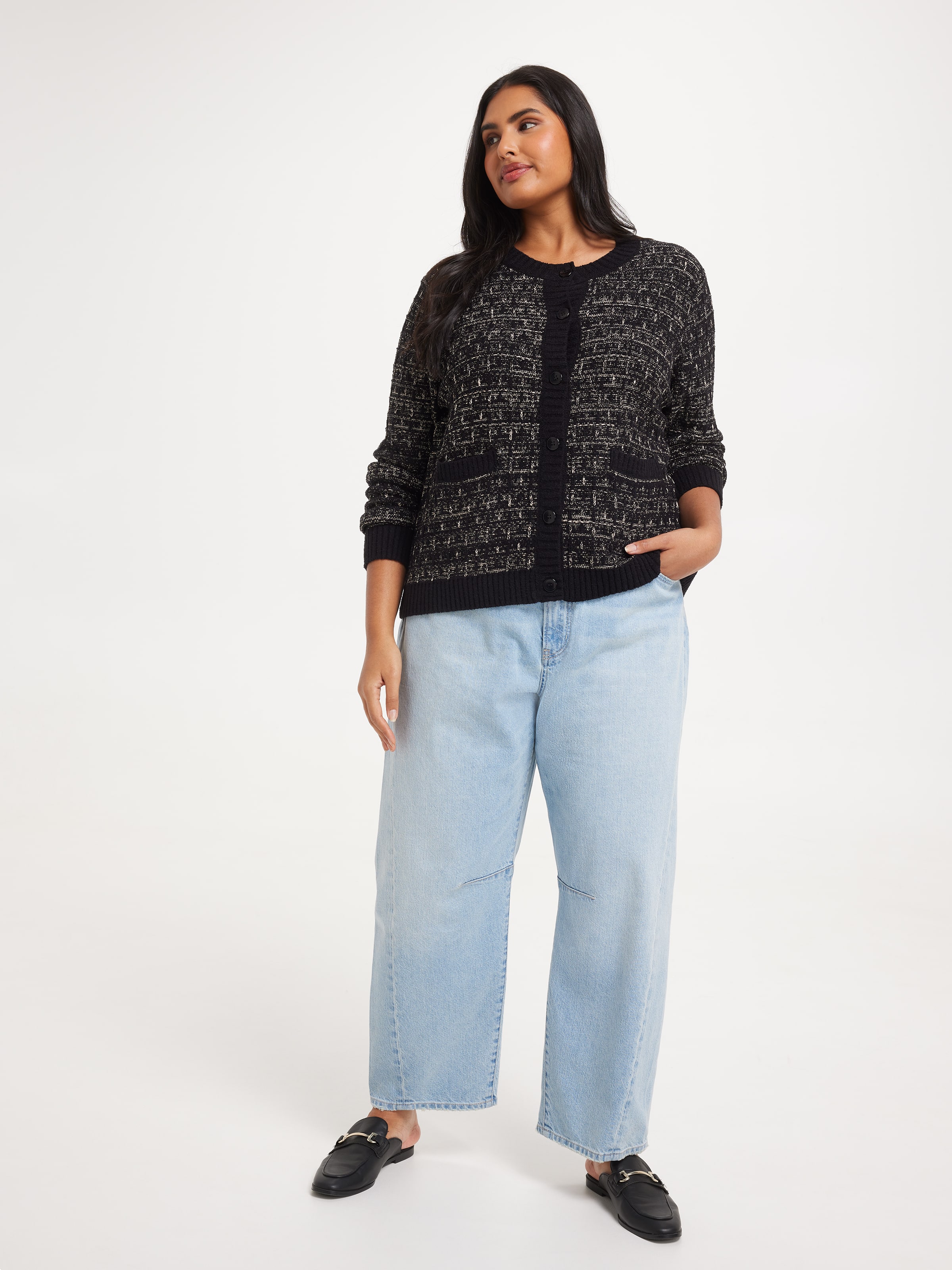 Curve Claire Cropped Crew Neck Cardi