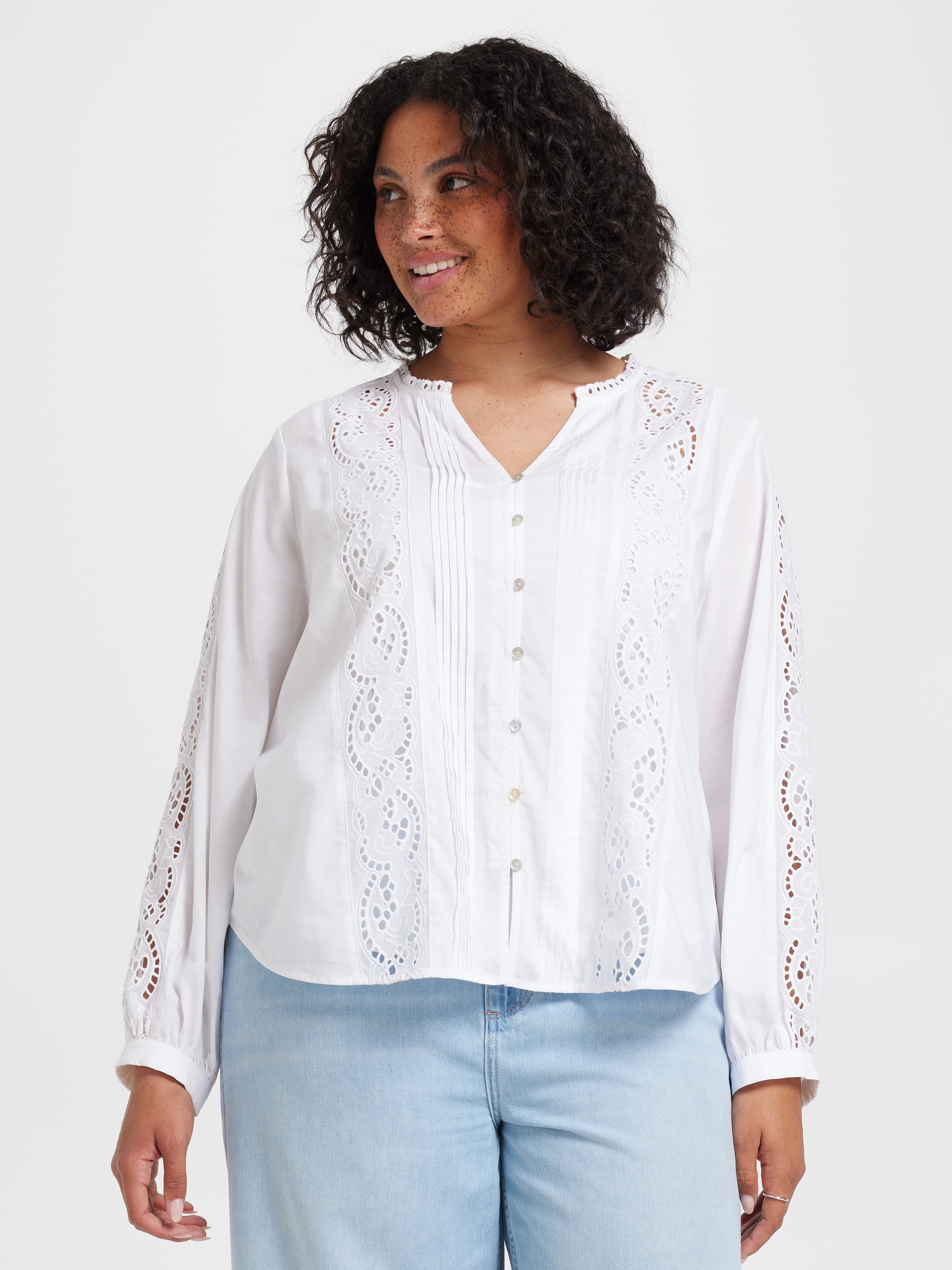 Curve Jamie Lace Insert Blouse