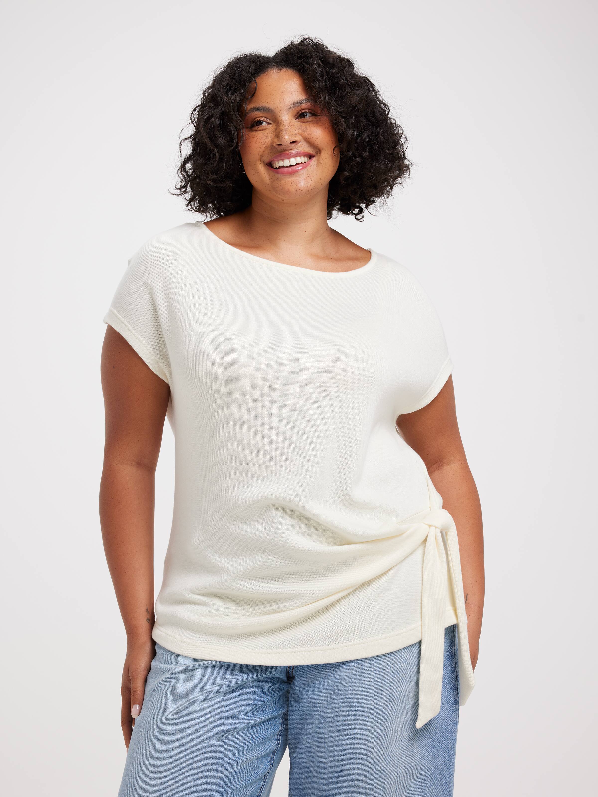 Curve Nadia Short Sleeve Tie Top