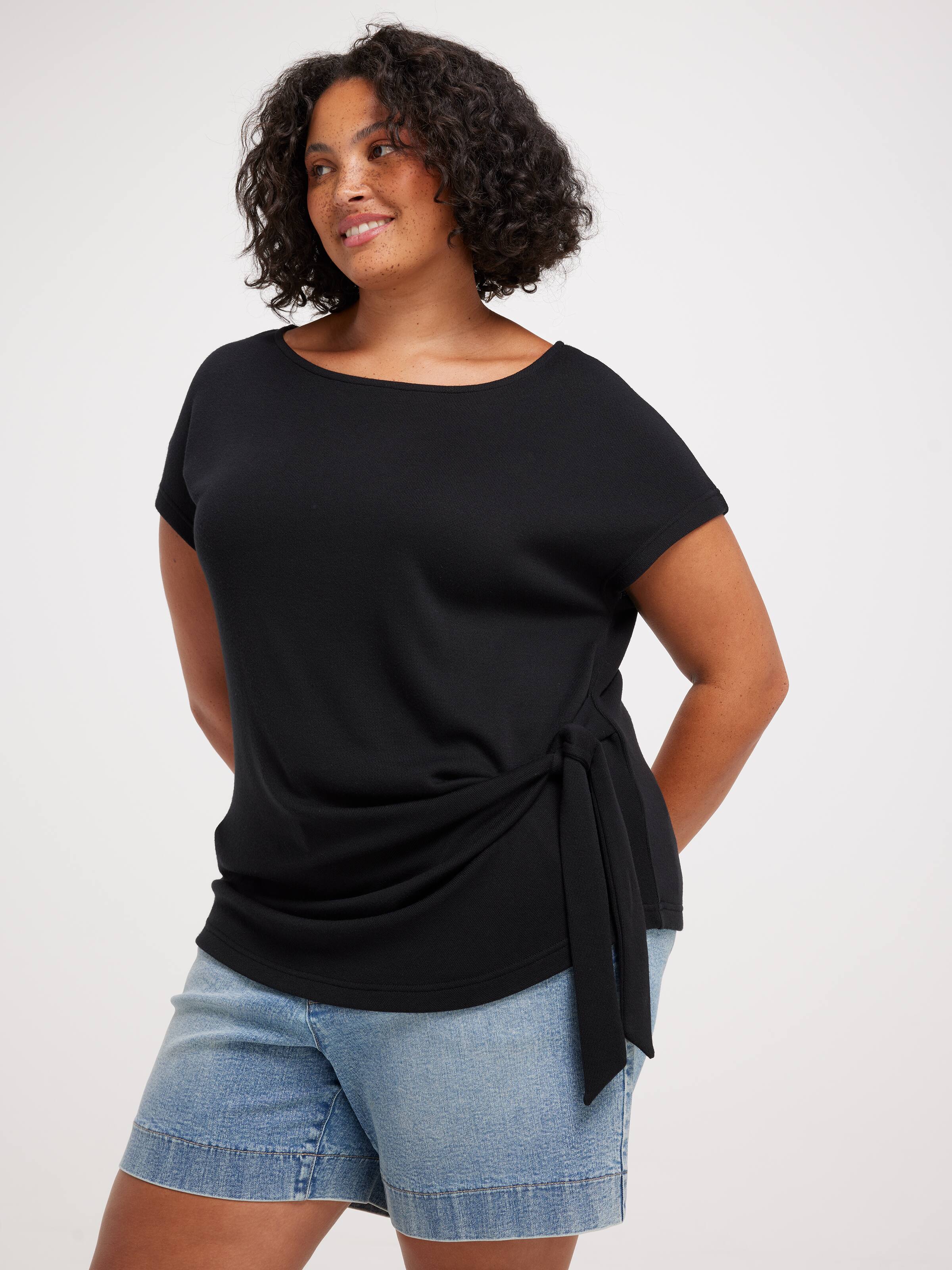 Curve Nadia Short Sleeve Tie Top