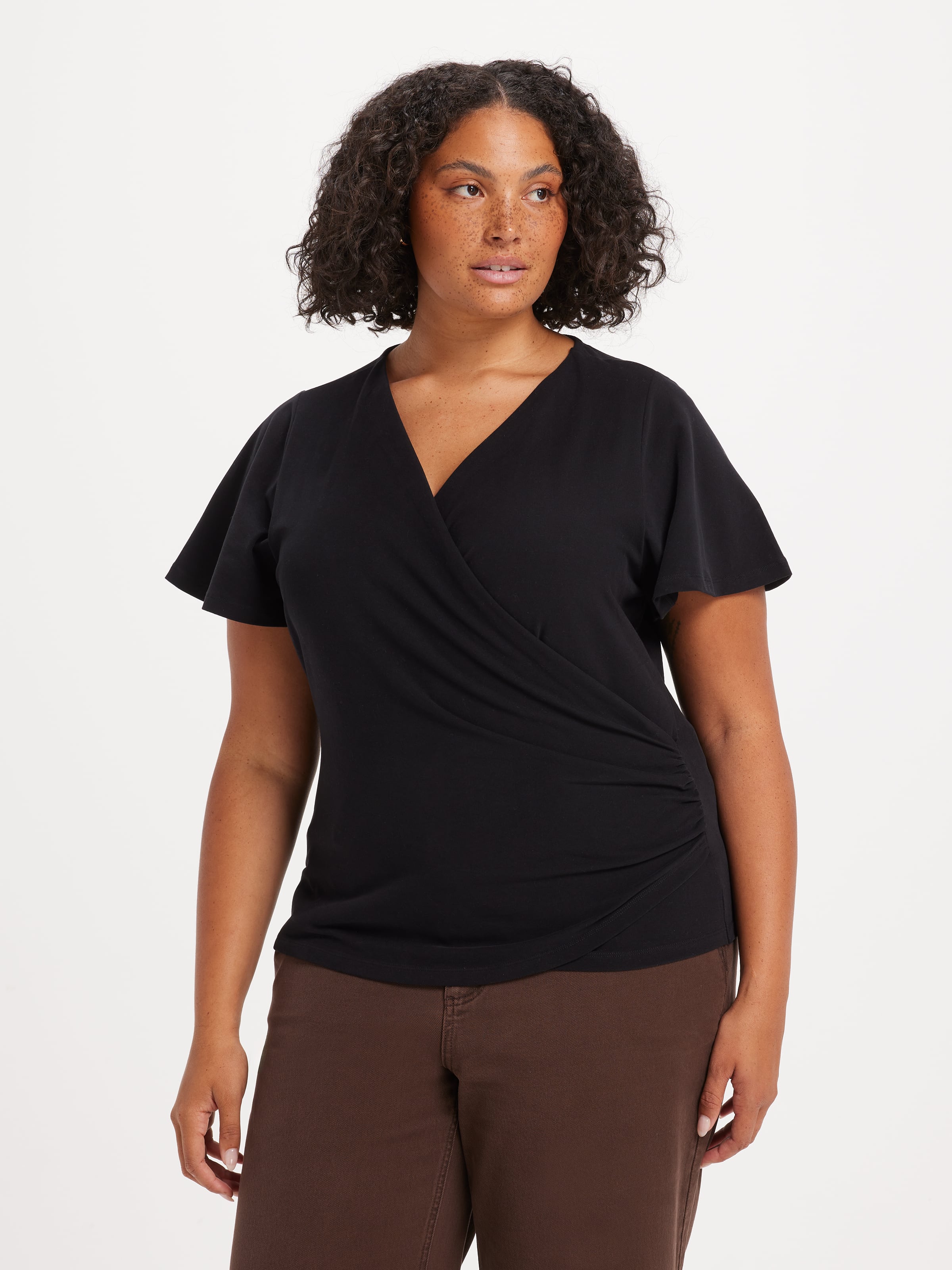 Curve Jemma Flutter Sleeve Wrap Top