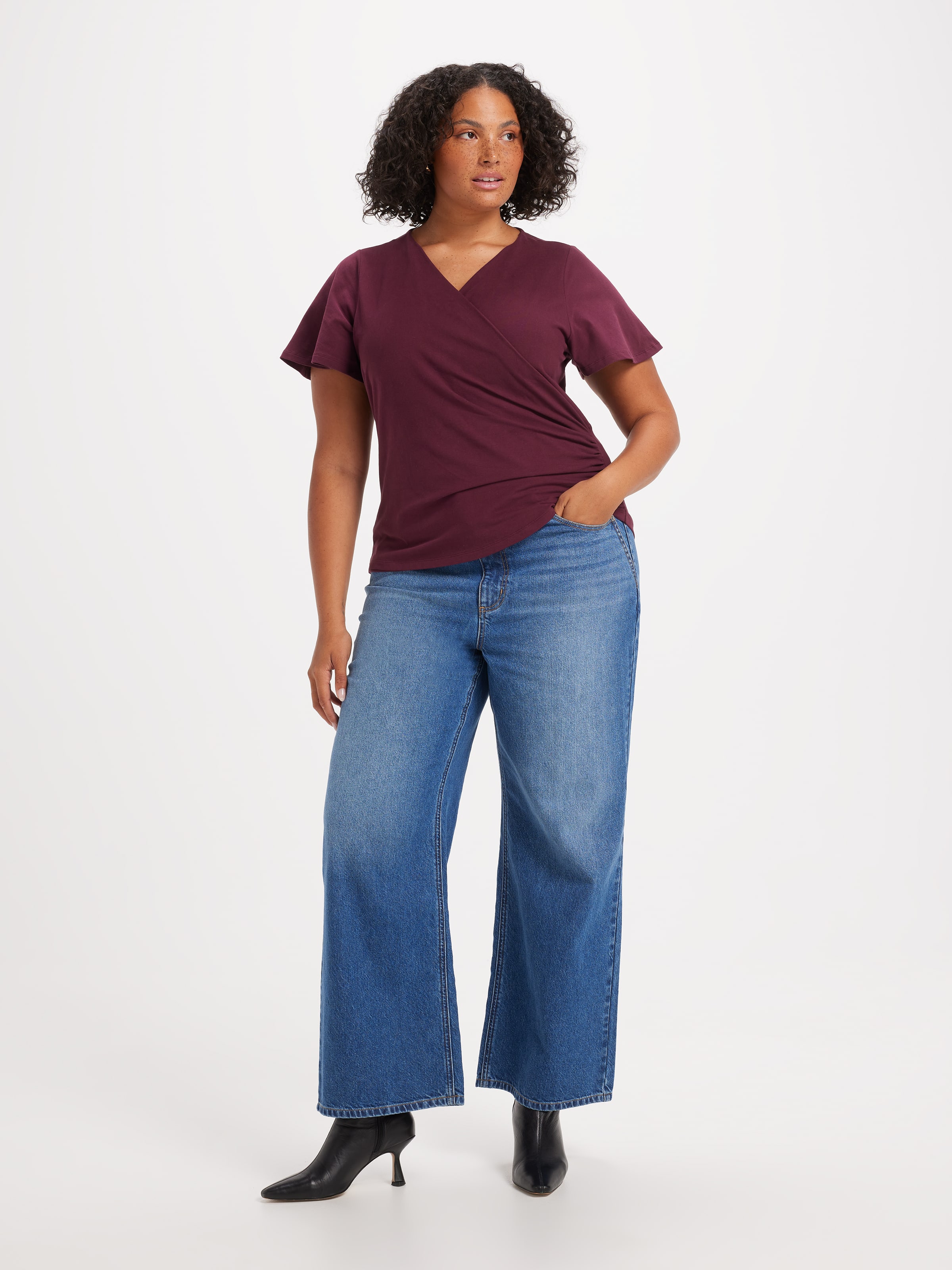 Curve Jemma Flutter Sleeve Wrap Top