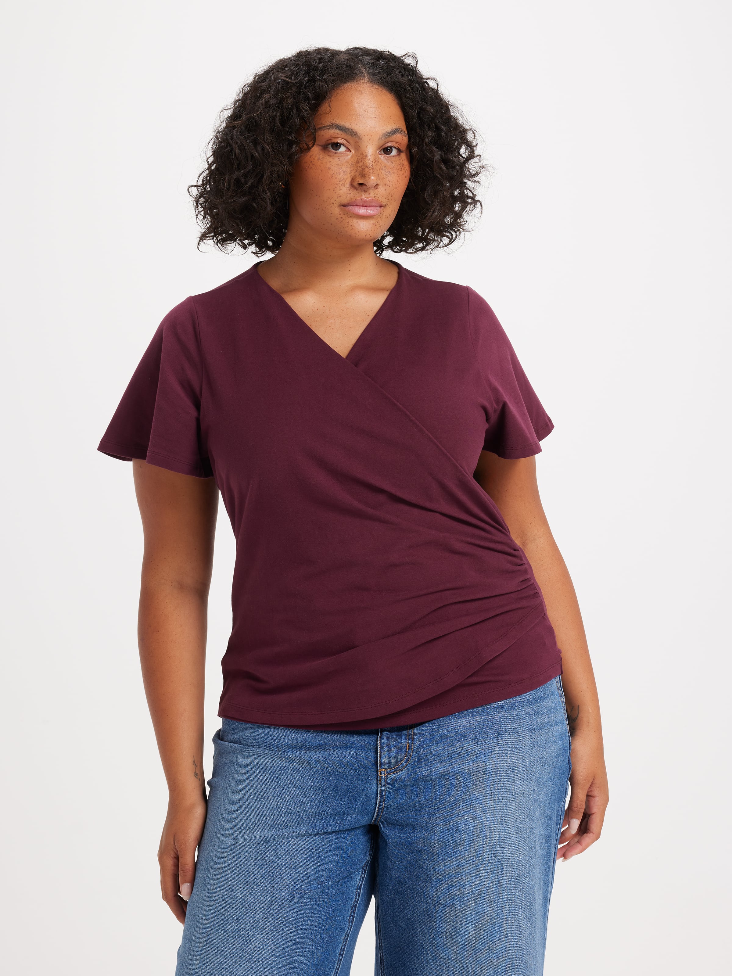 Curve Jemma Flutter Sleeve Wrap Top