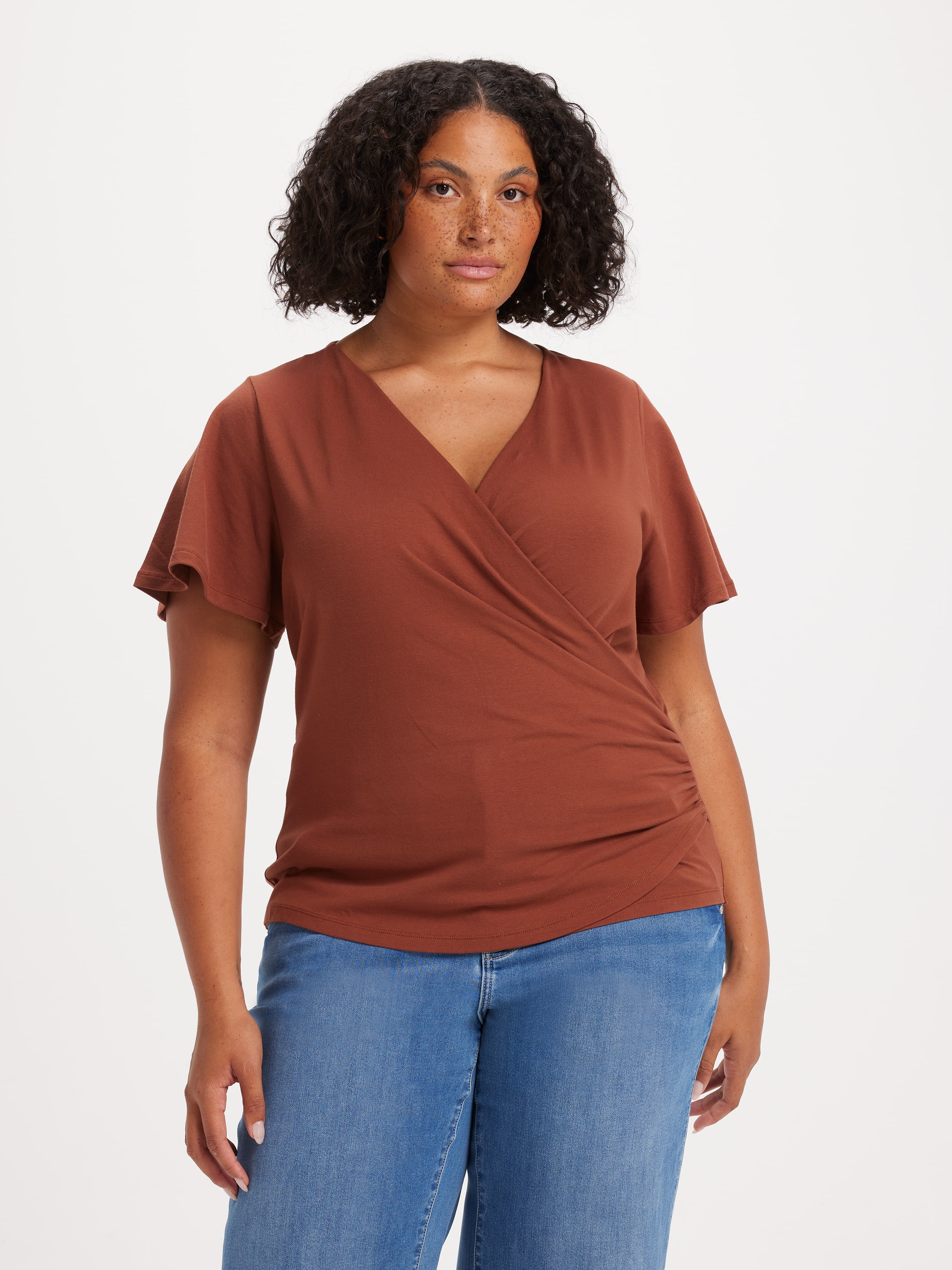 Curve Jemma Flutter Sleeve Wrap Top