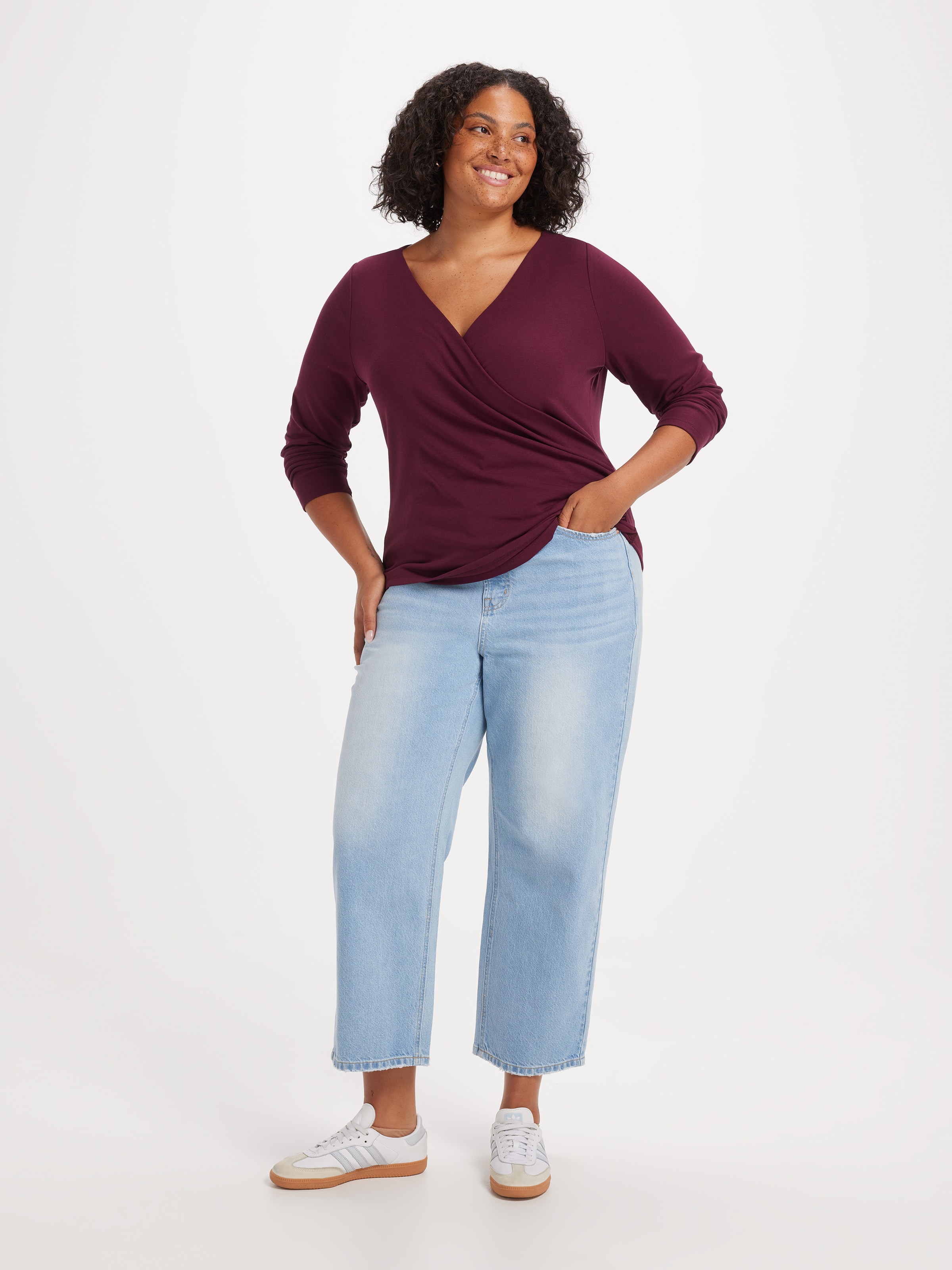 Curve Gracie Wrap Long Sleeve Top