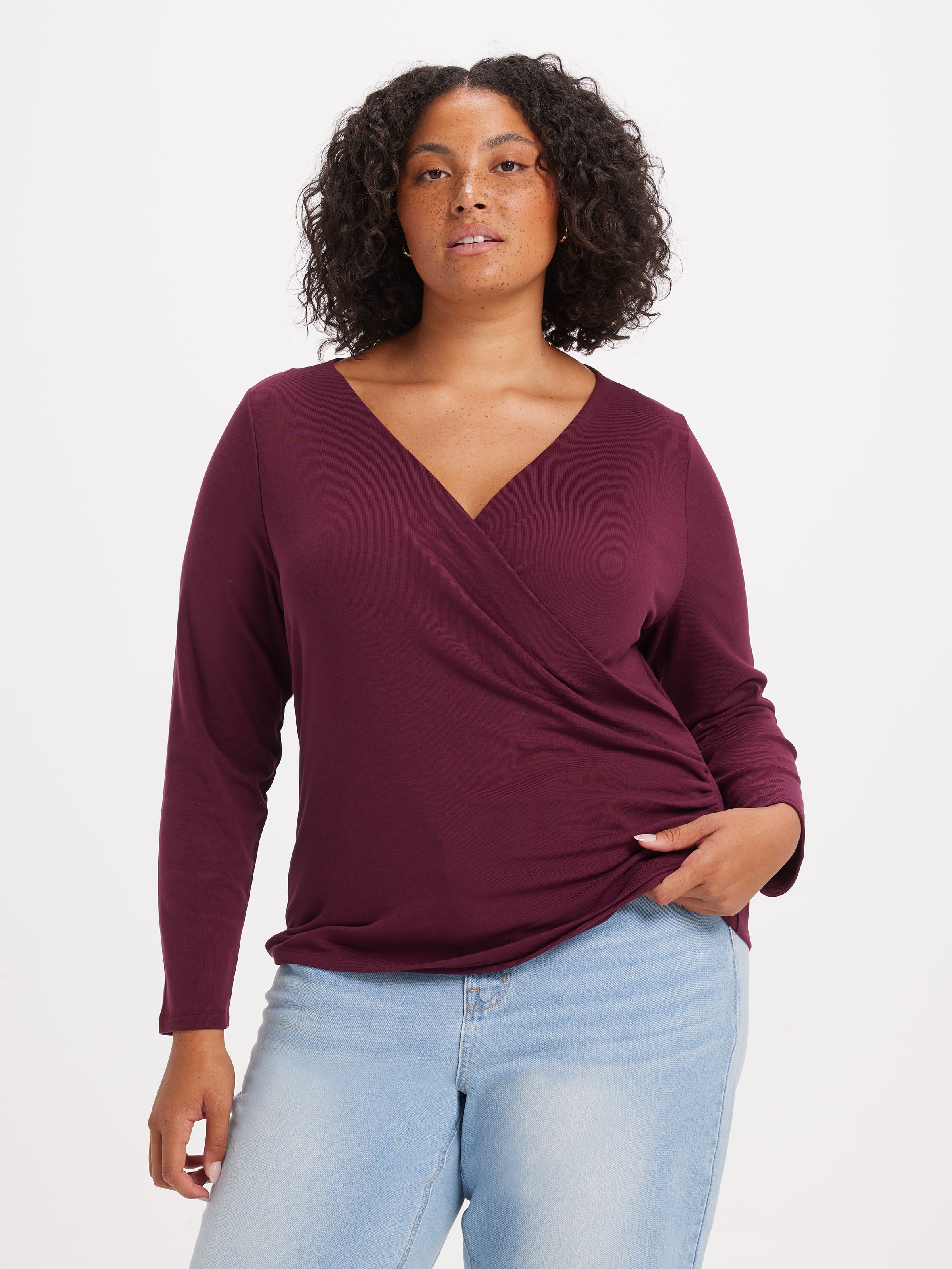 Curve Gracie Wrap Long Sleeve Top