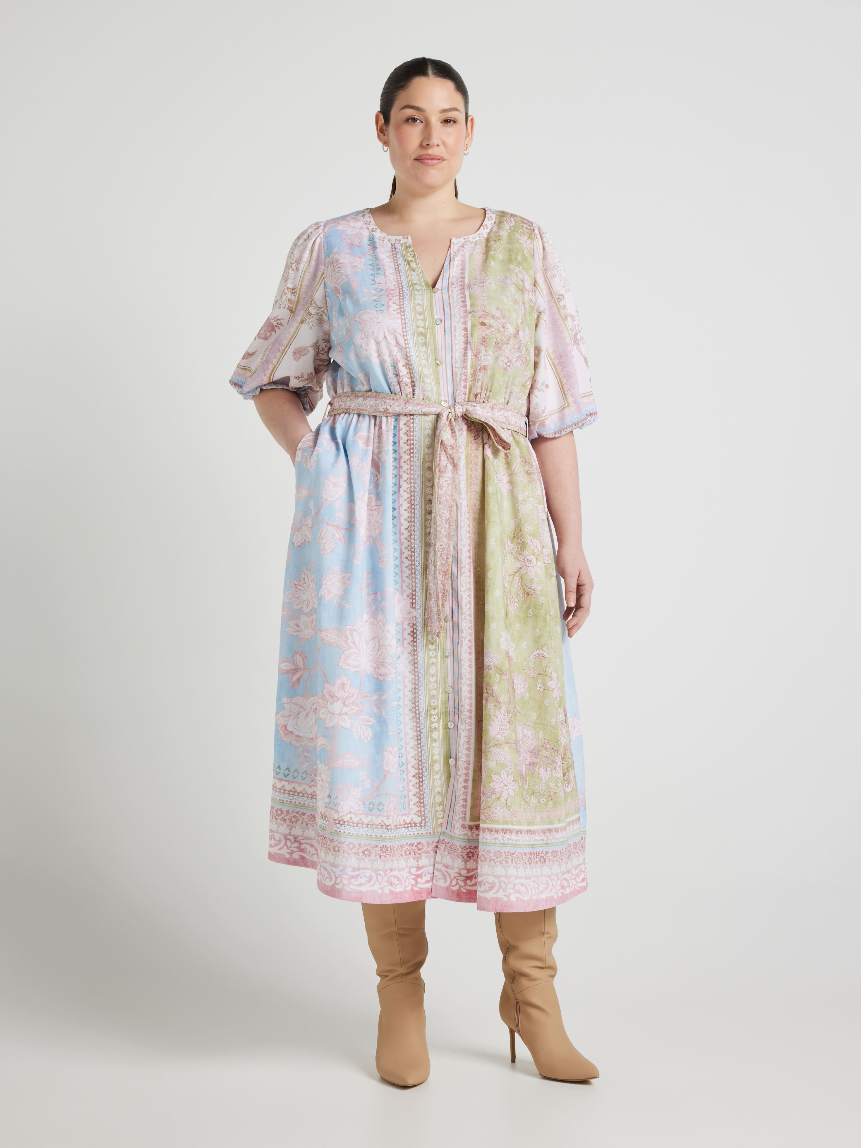 Curve Stella Button Thru Midi Dress