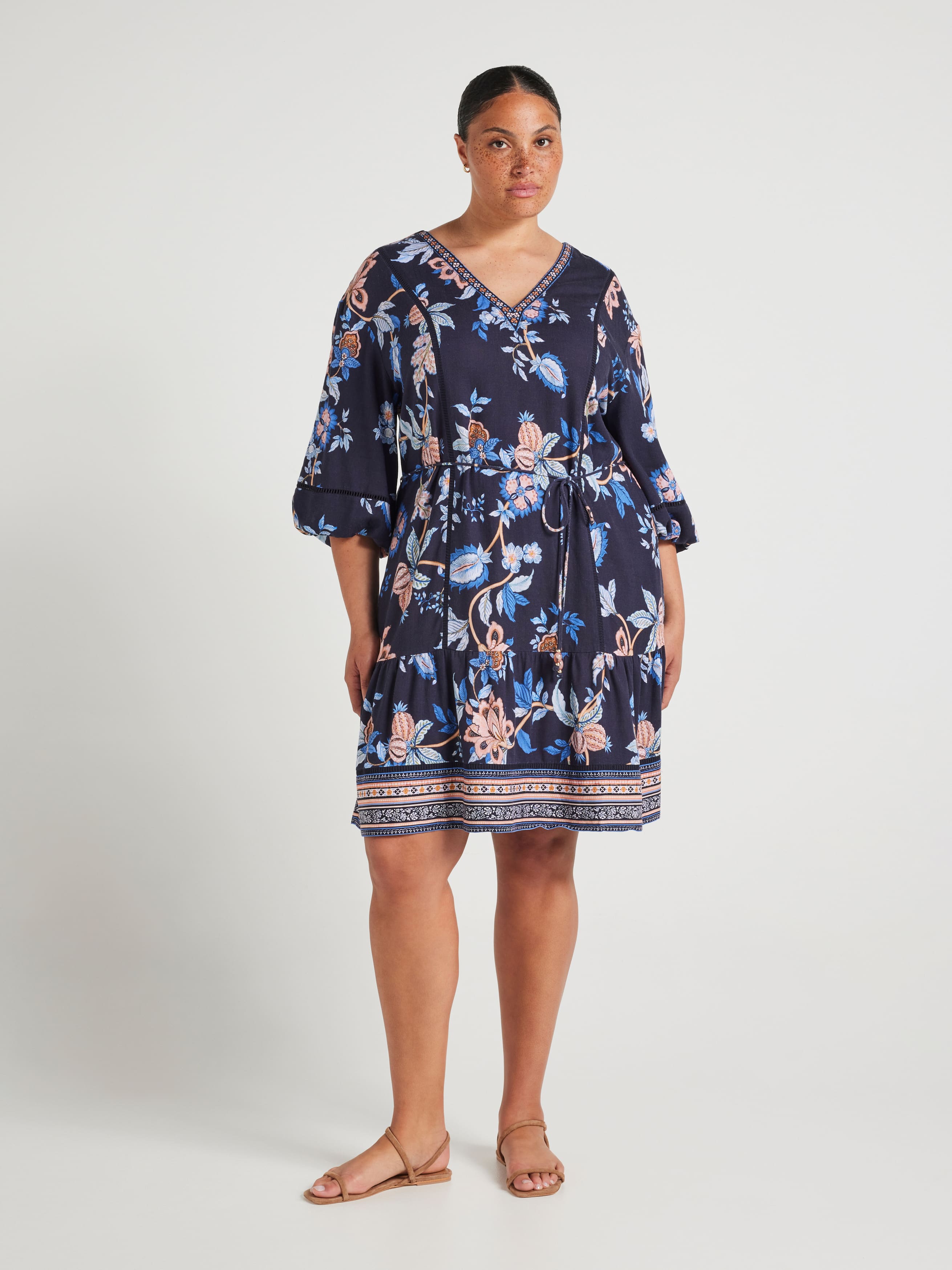 Curve Ayla Ladder Trim Mini Dress