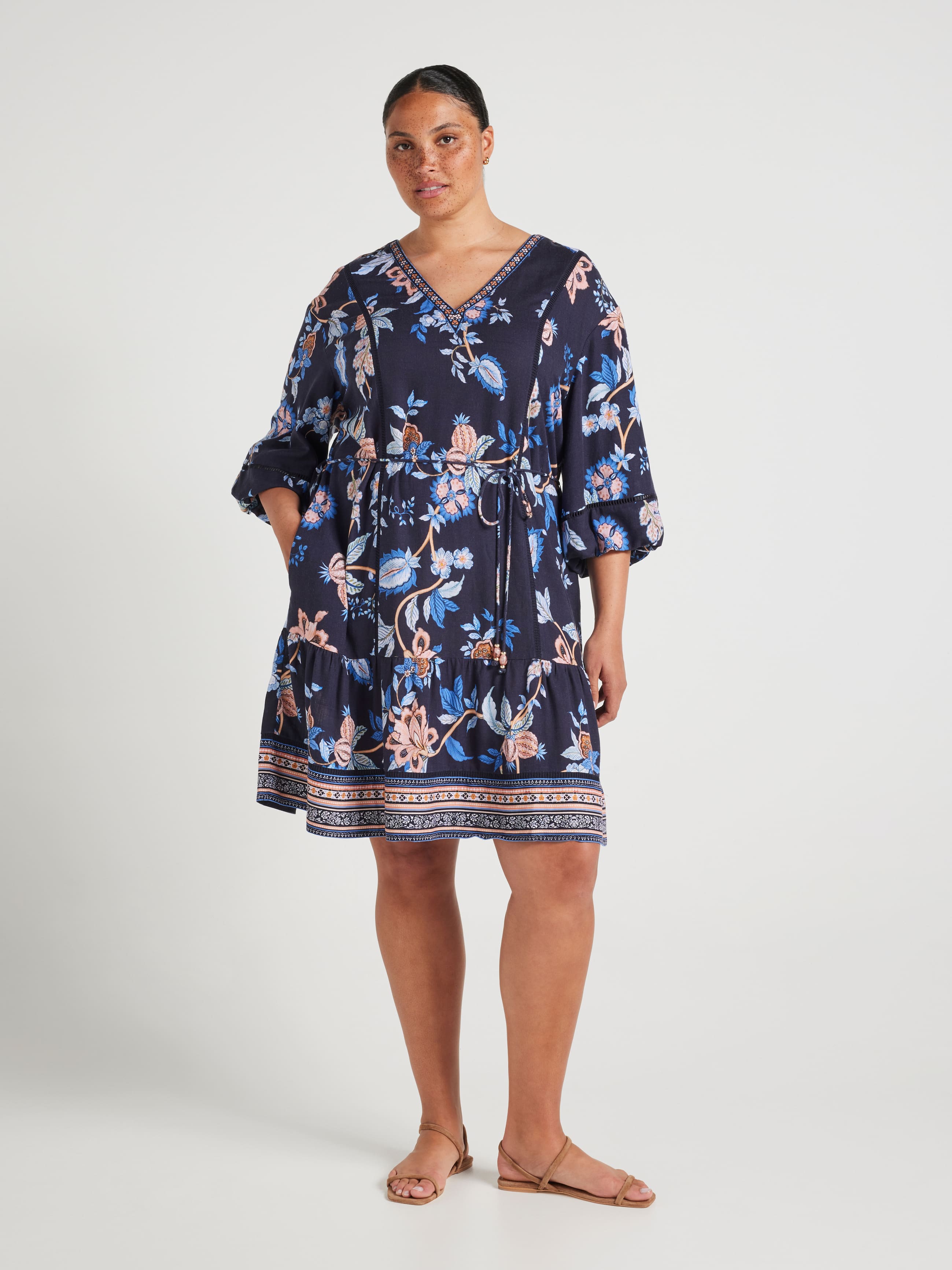Curve Ayla Ladder Trim Mini Dress