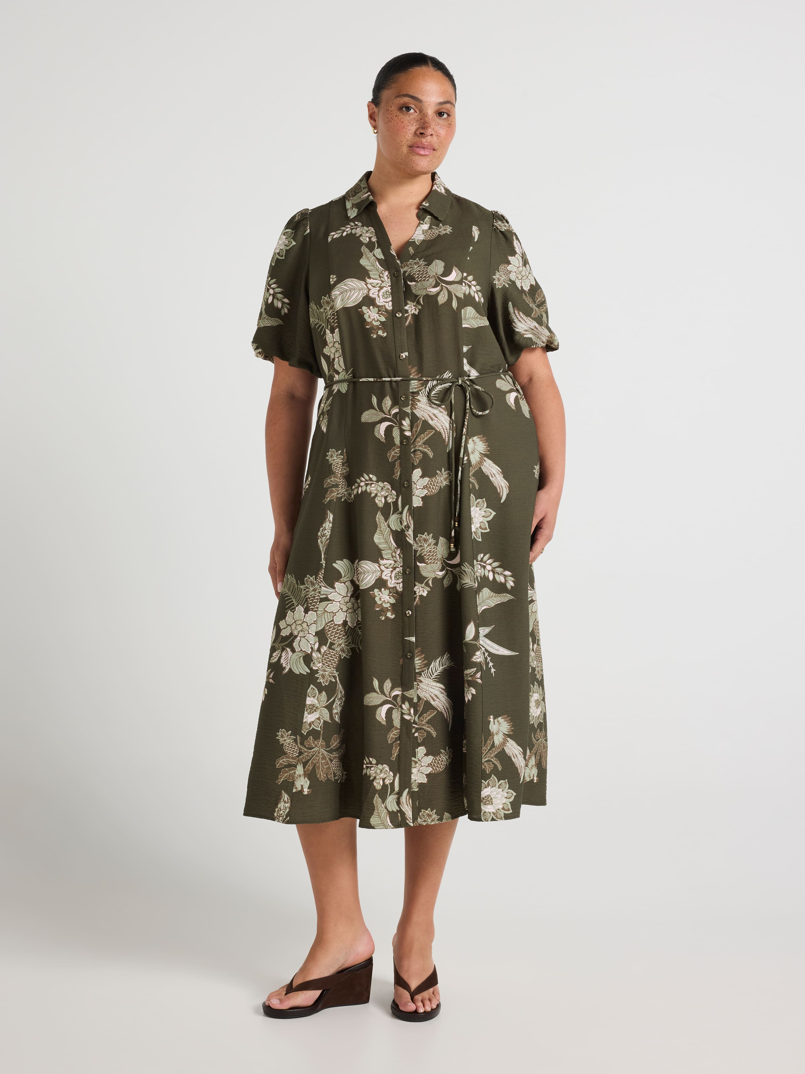 Curve Sadie Puff Sleeve Midi Dress