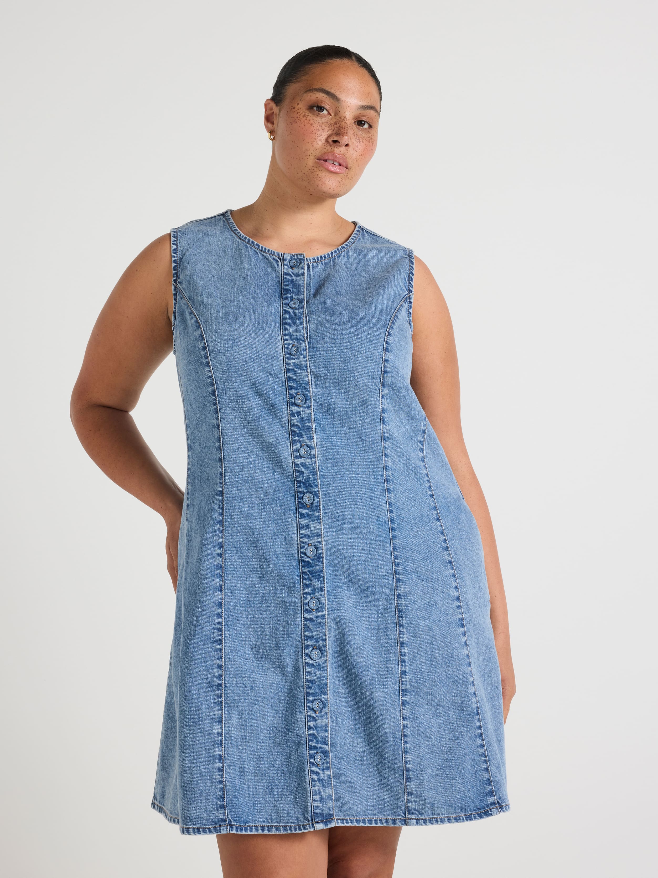 Curve Steph Denim Mini Shift Dress