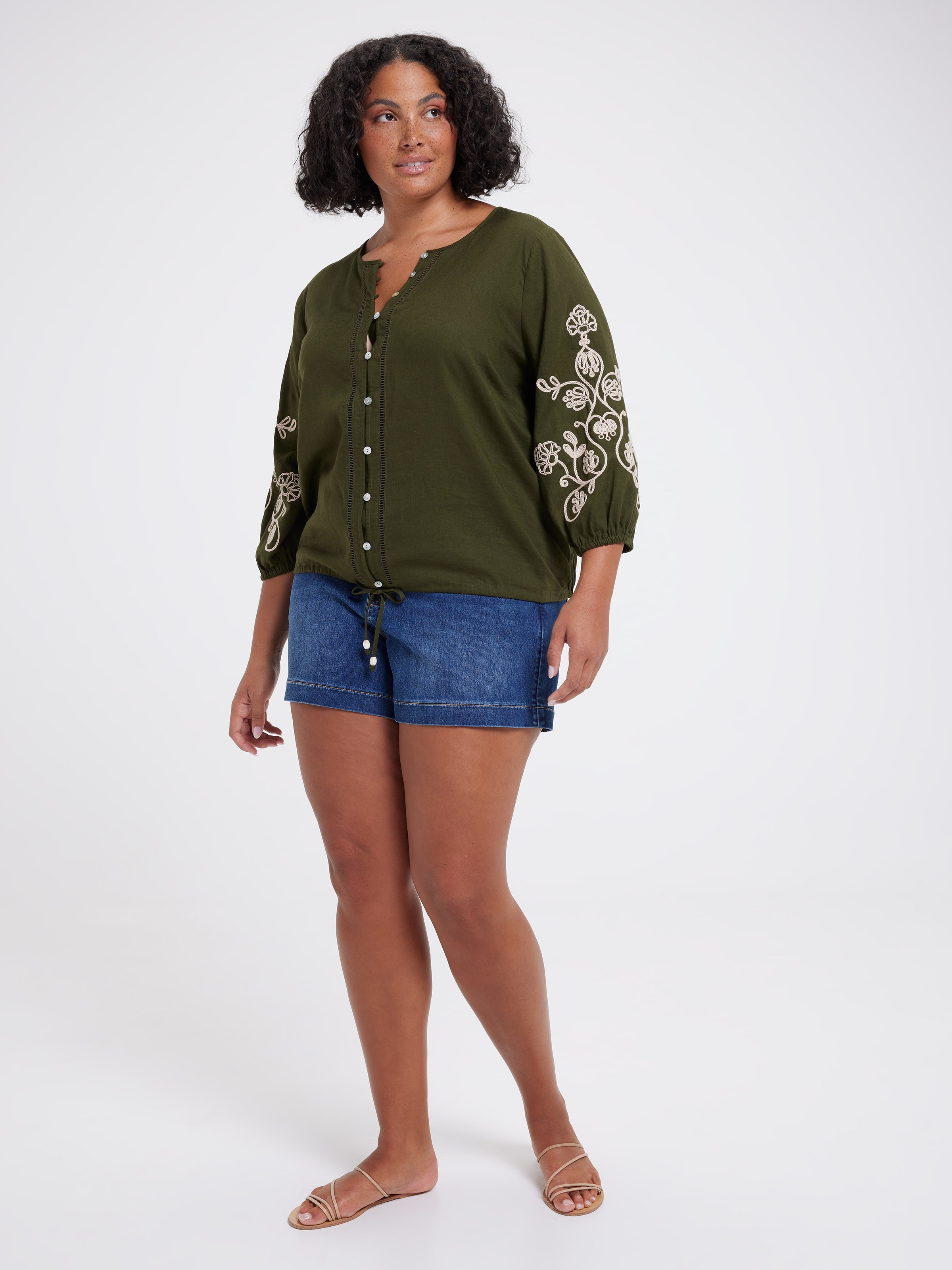 Curve Amelia Bubble Hem 3/4 Sleeve Top