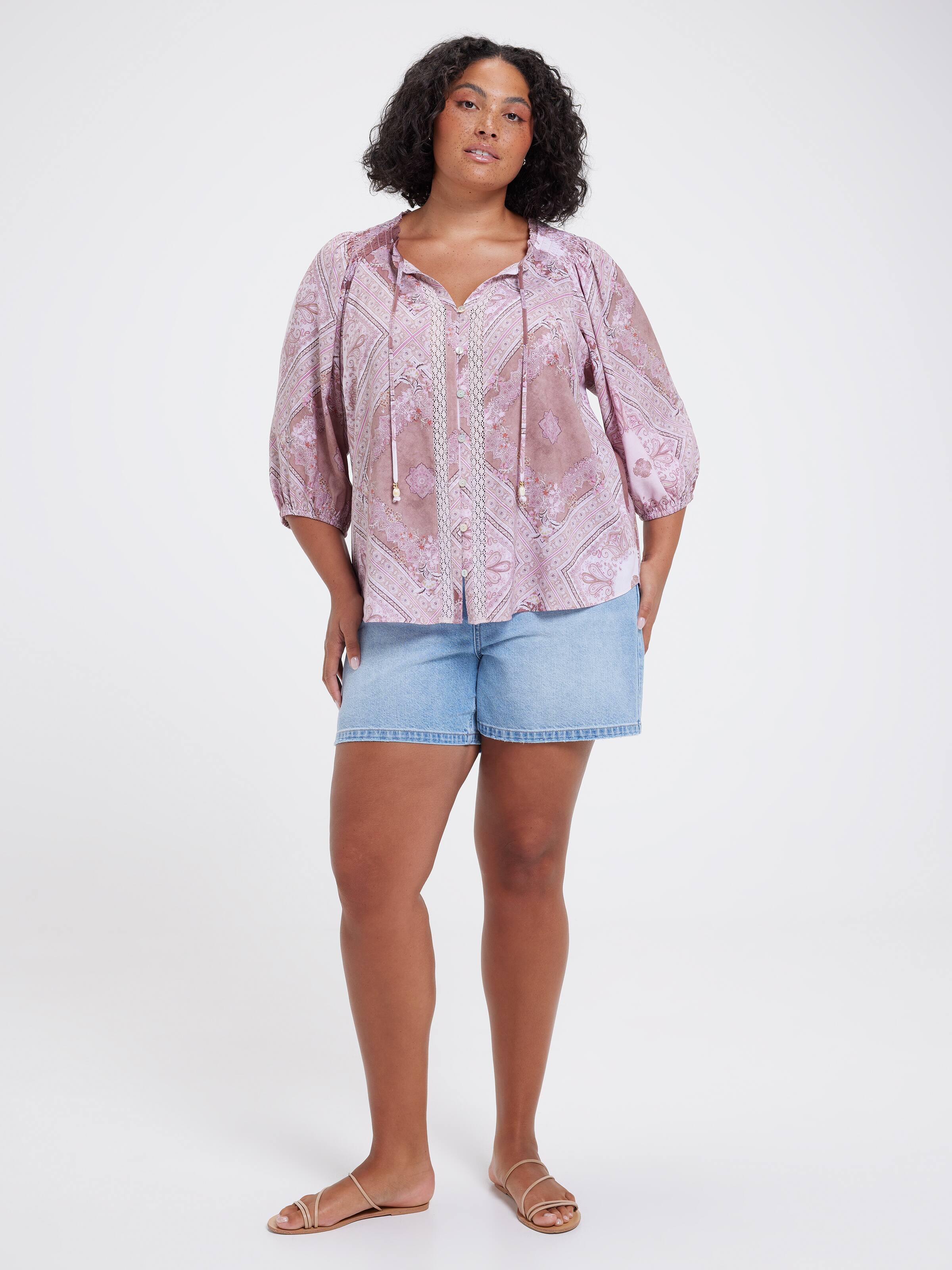 Curve Luna Smock Shoulder Blouse