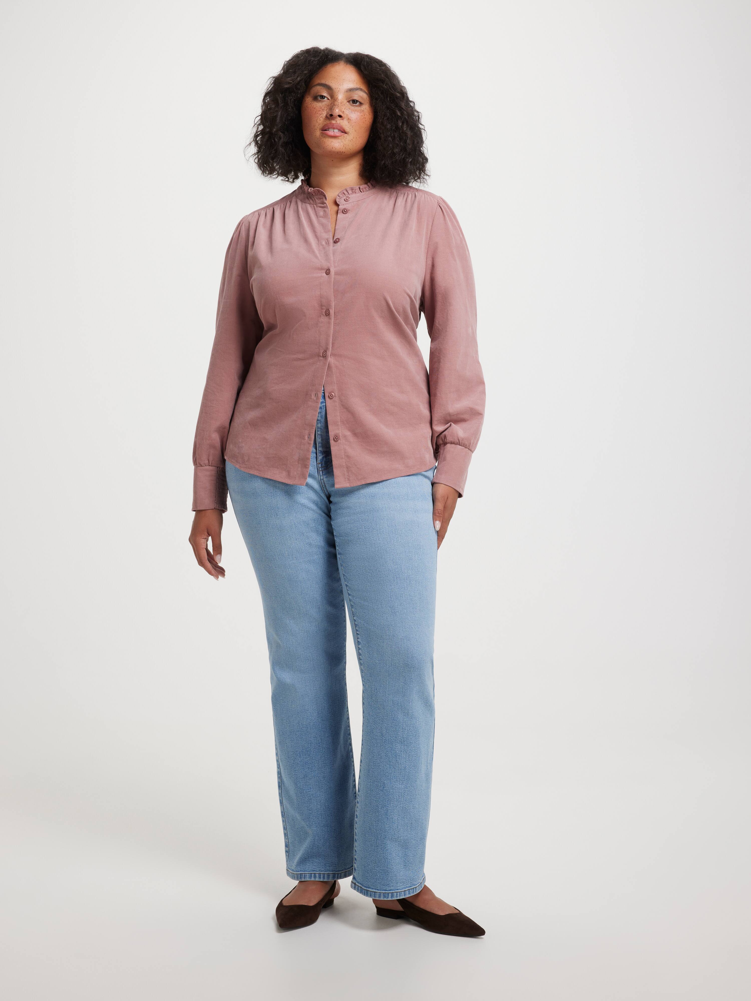 Curve Heidi Cord Ruffle Trim Blouse