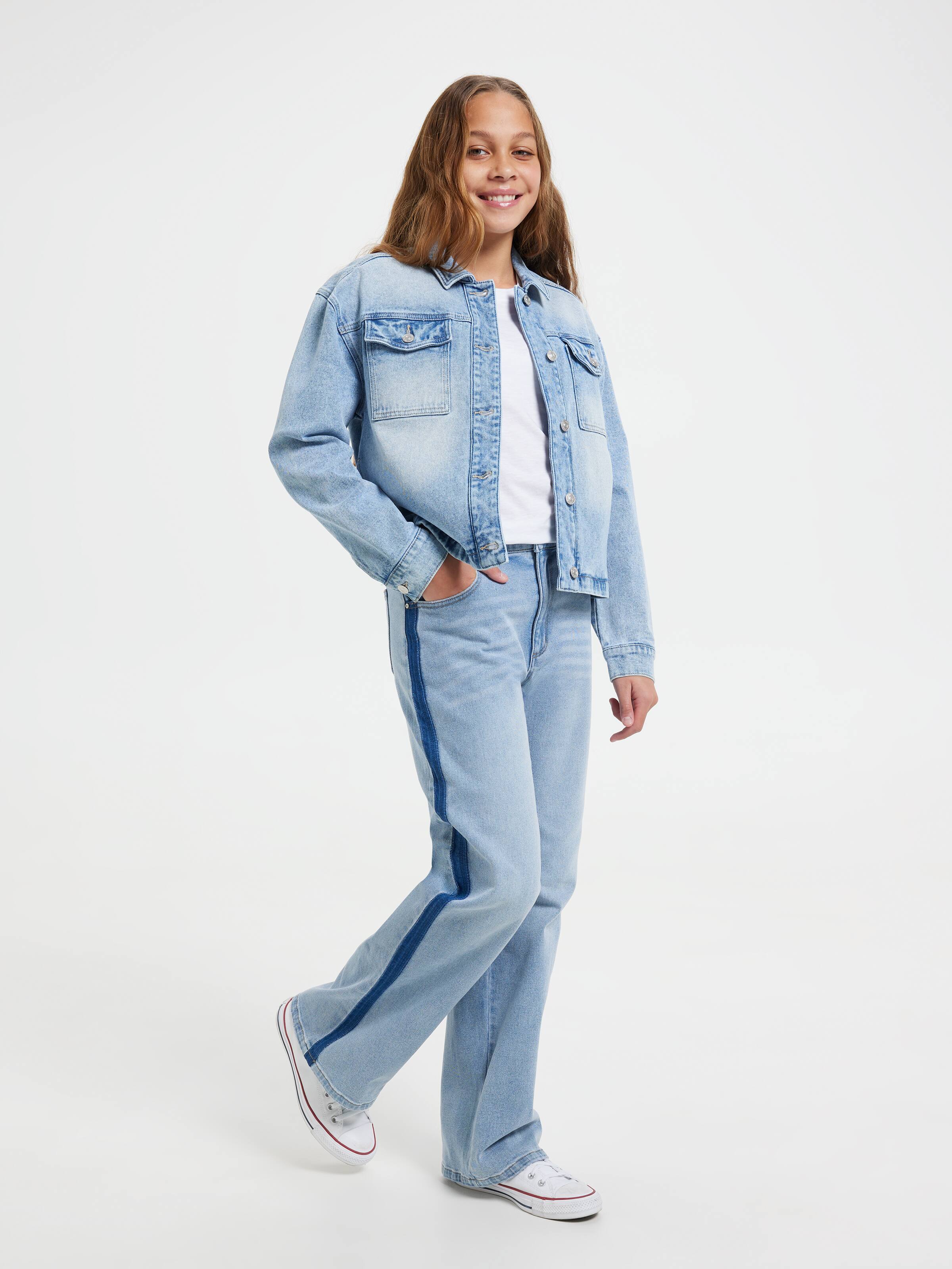 Girls Violet Denim Stripe Jean