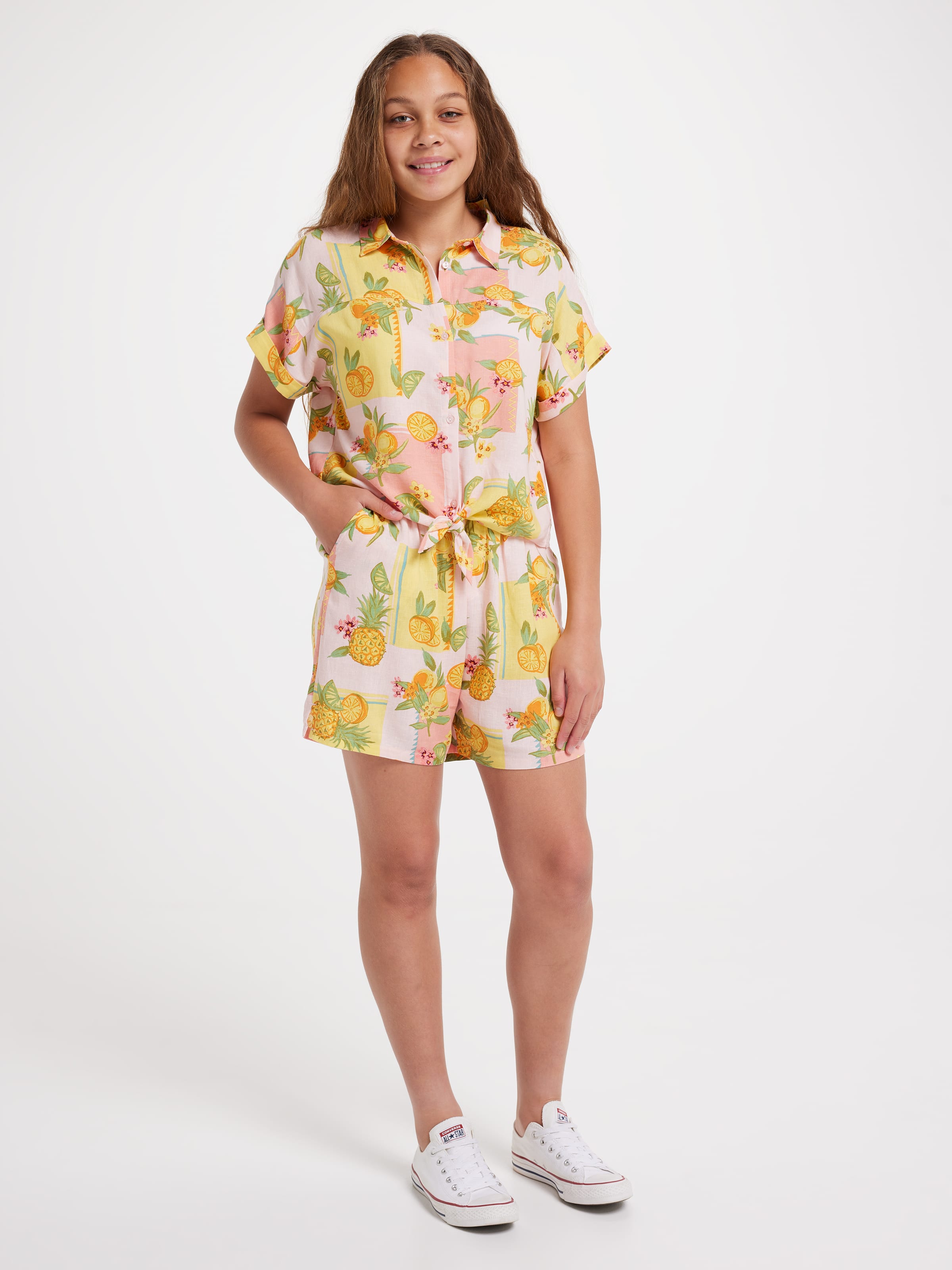 Girls Amelia Linen Blend Short
