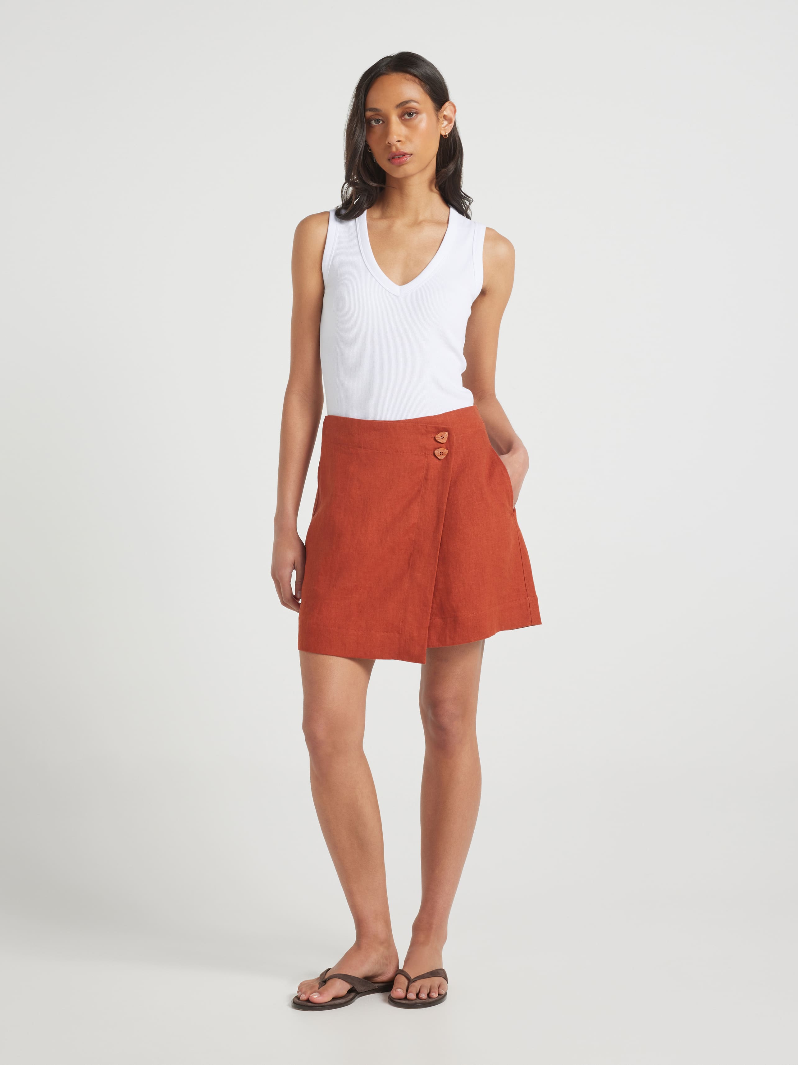 Hallie Linen Wrap Skort