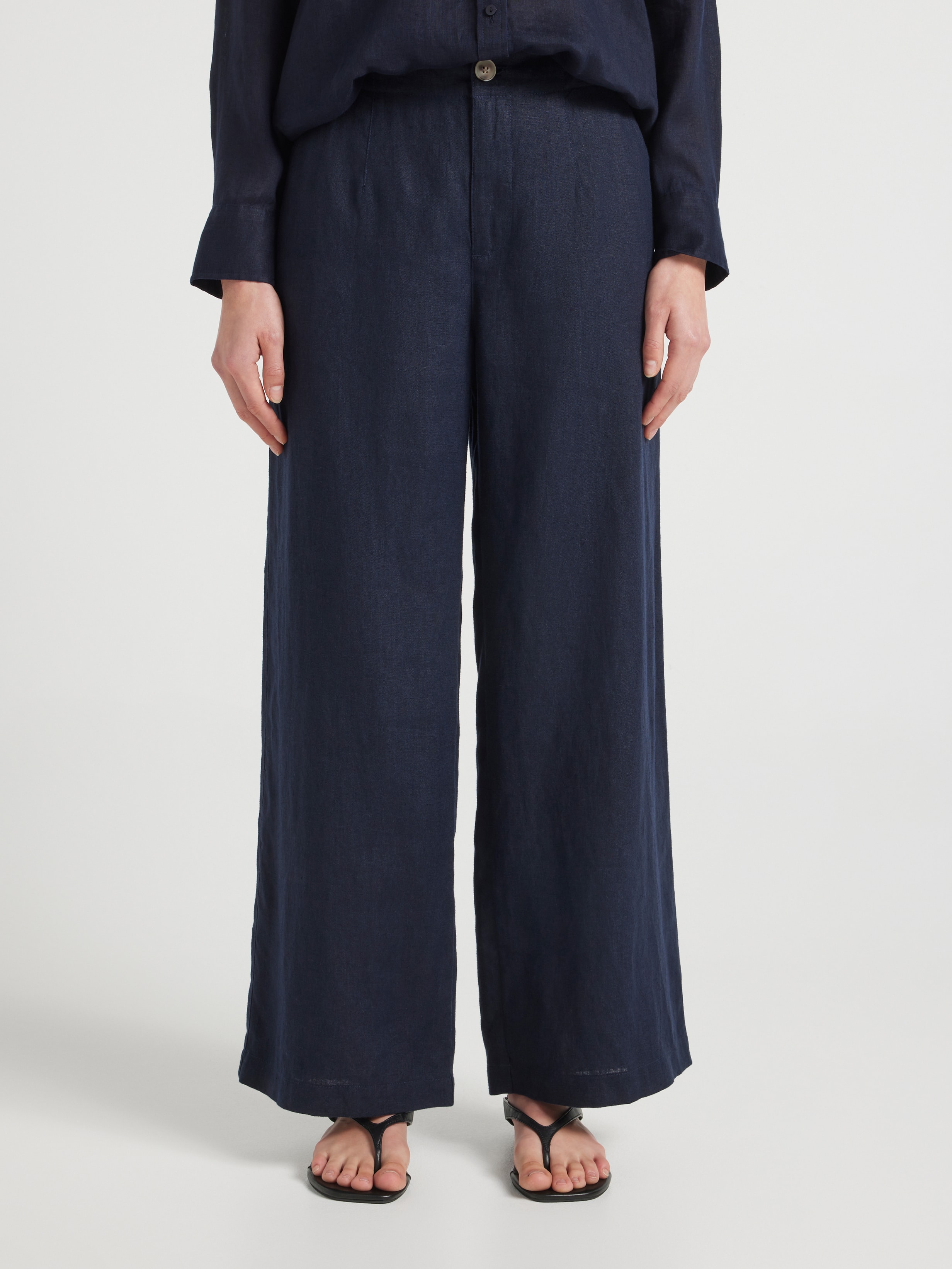 Belmont Linen High Rise Wide Ankle Pant