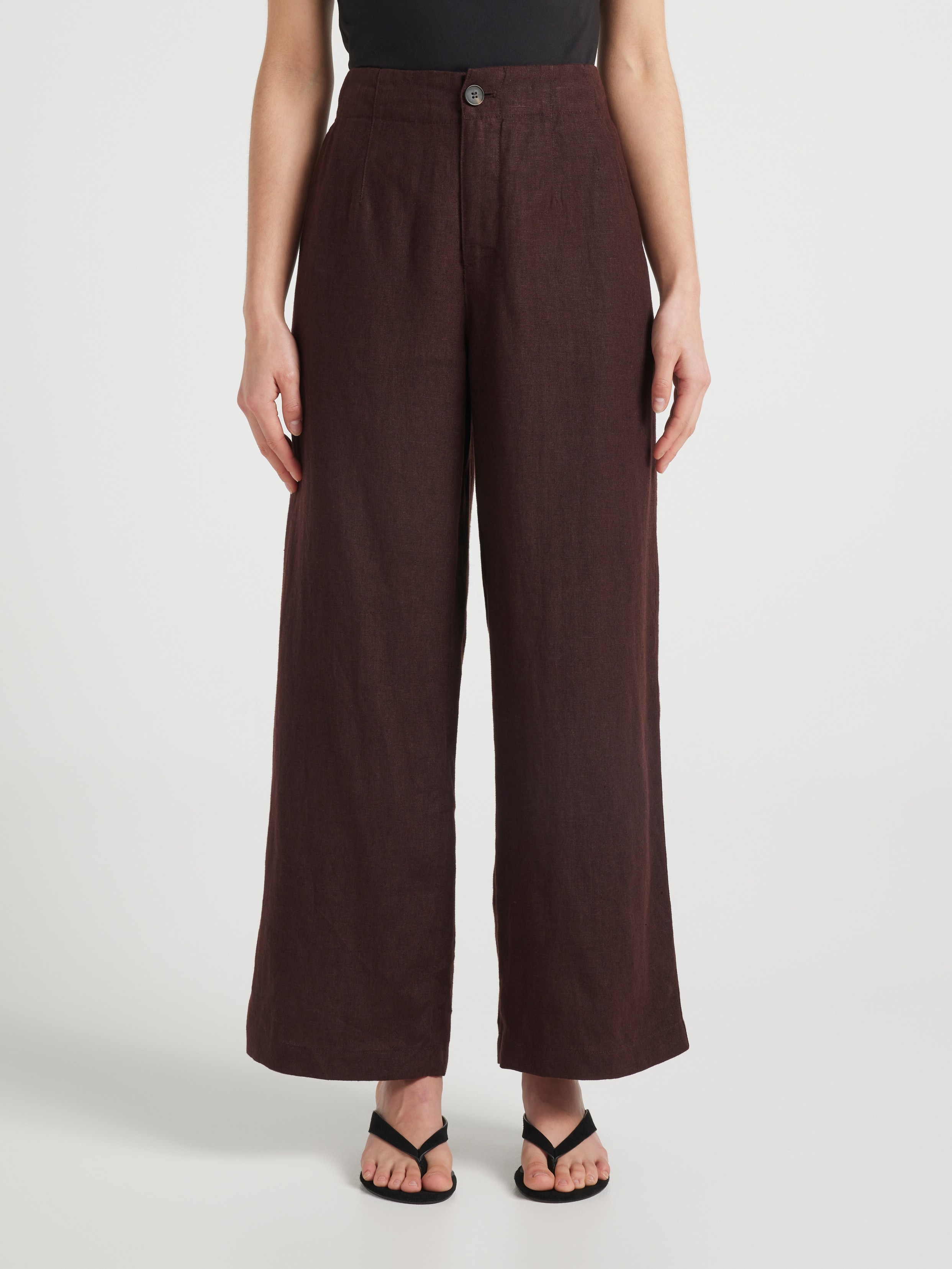 Belmont Linen High Rise Wide Ankle Pant