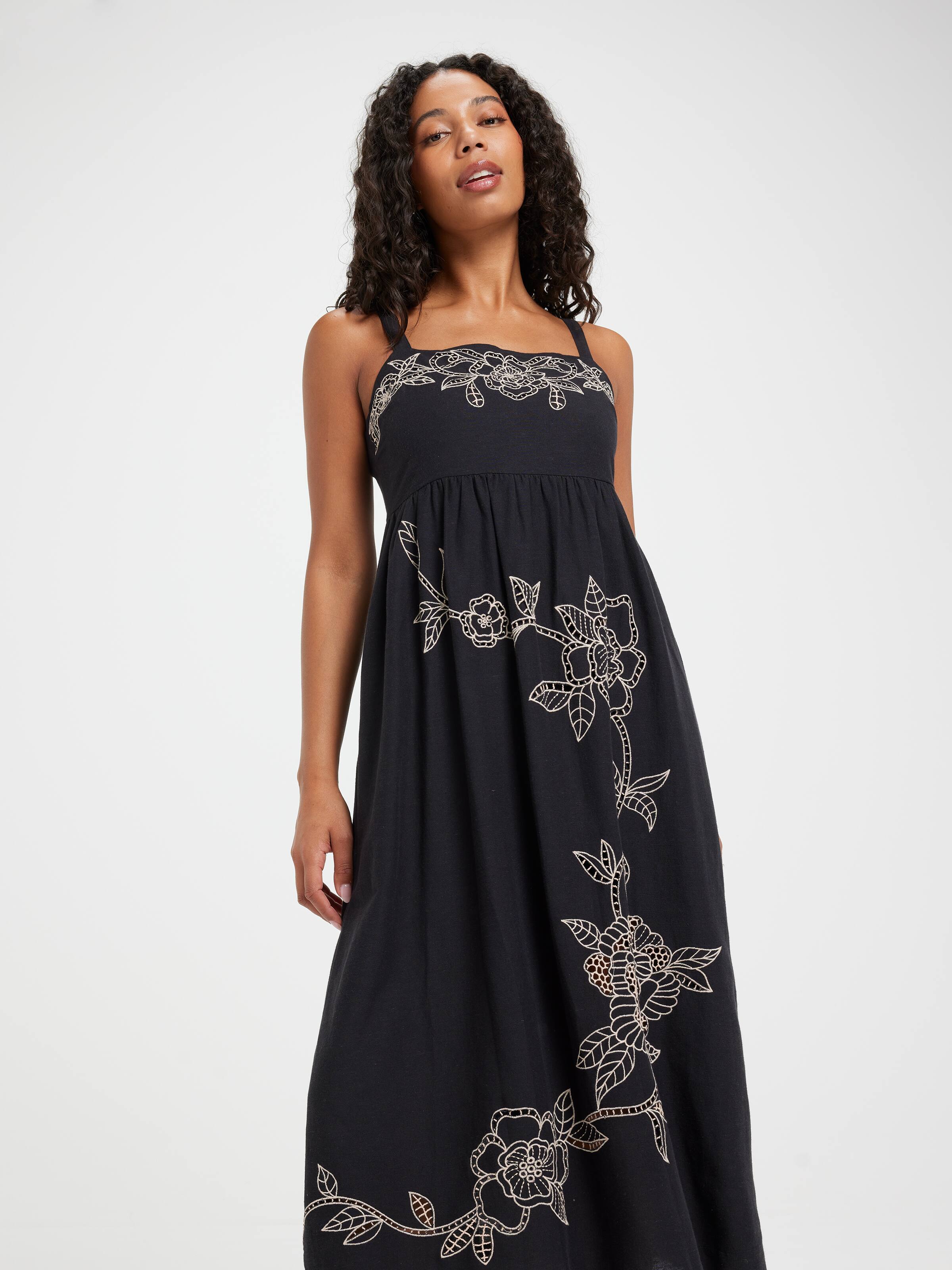 Rosalie Embroidery Midi Dress