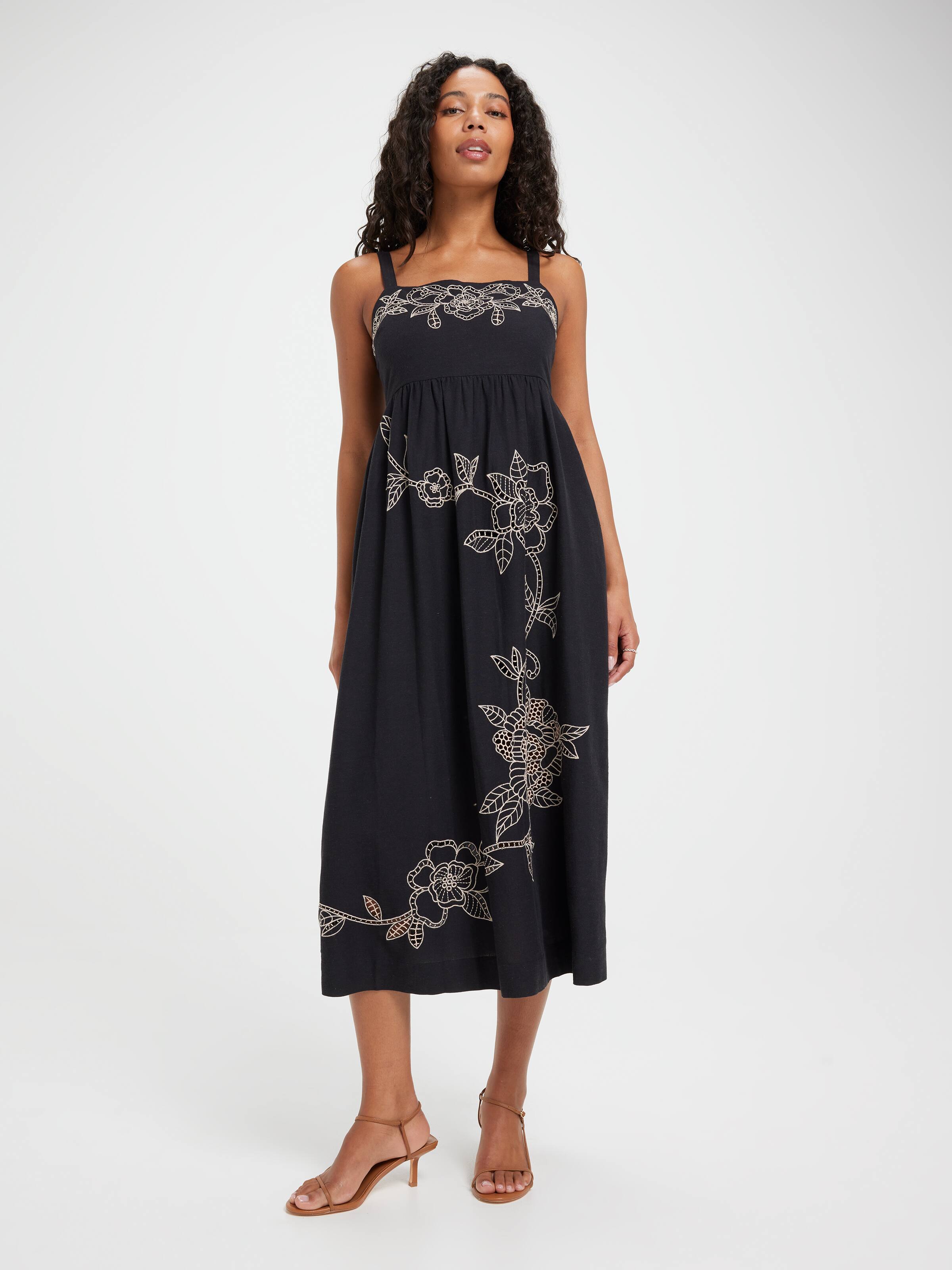 Rosalie Embroidery Midi Dress