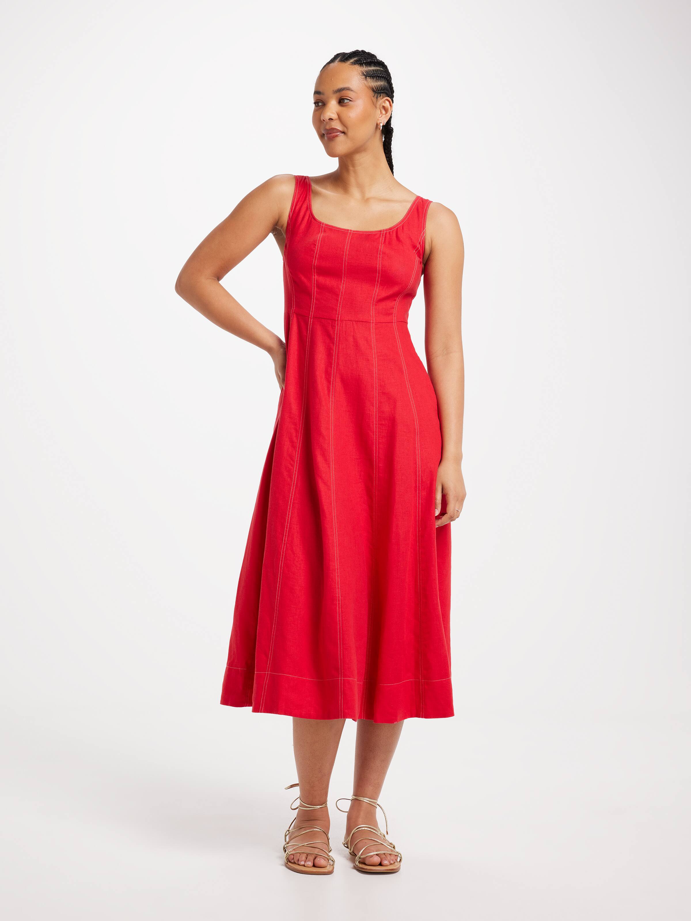 Ella Linen Blend Midi Dress